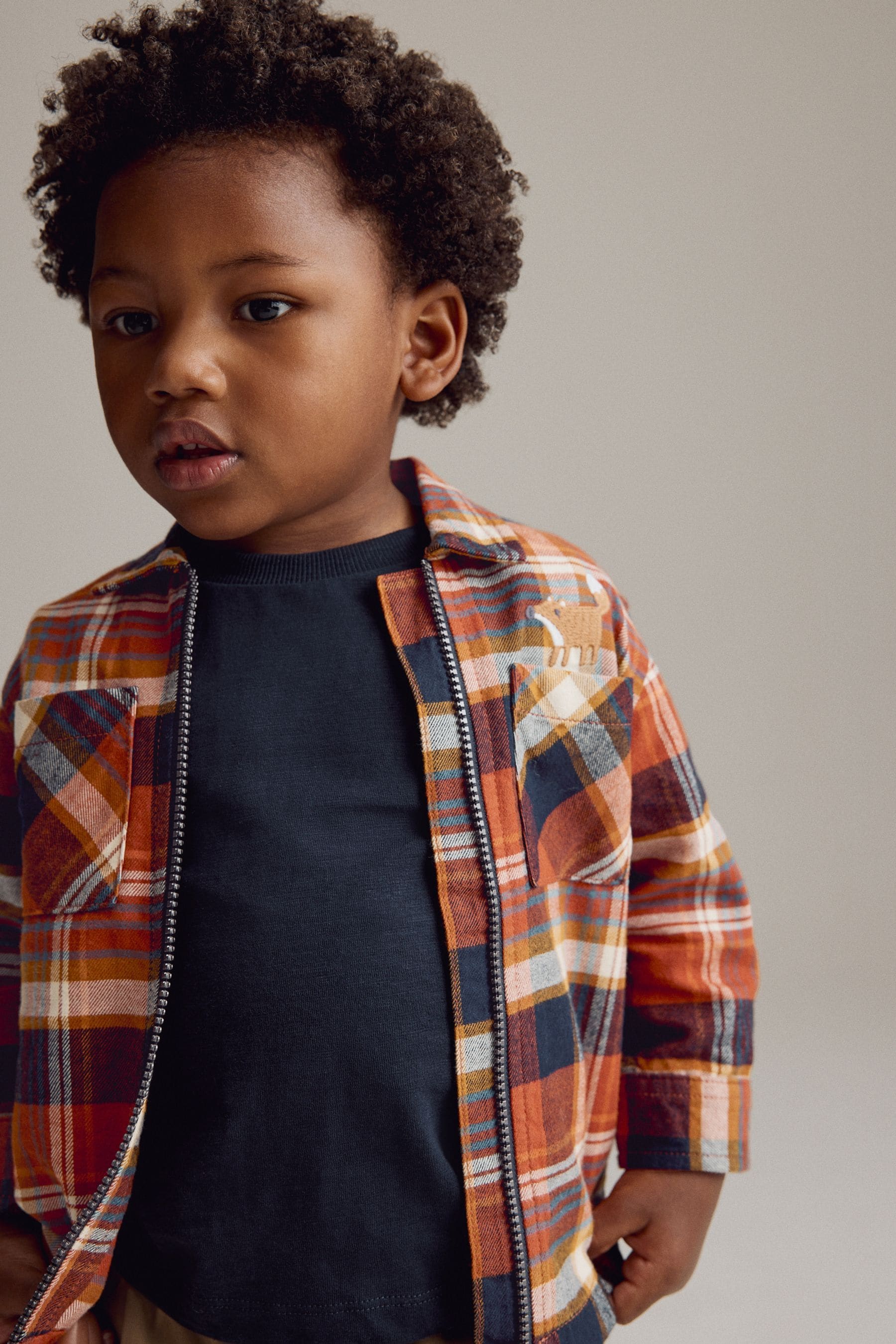 Orange Check Long Sleeve Check 100% Cotton Shirt (3mths-7yrs)