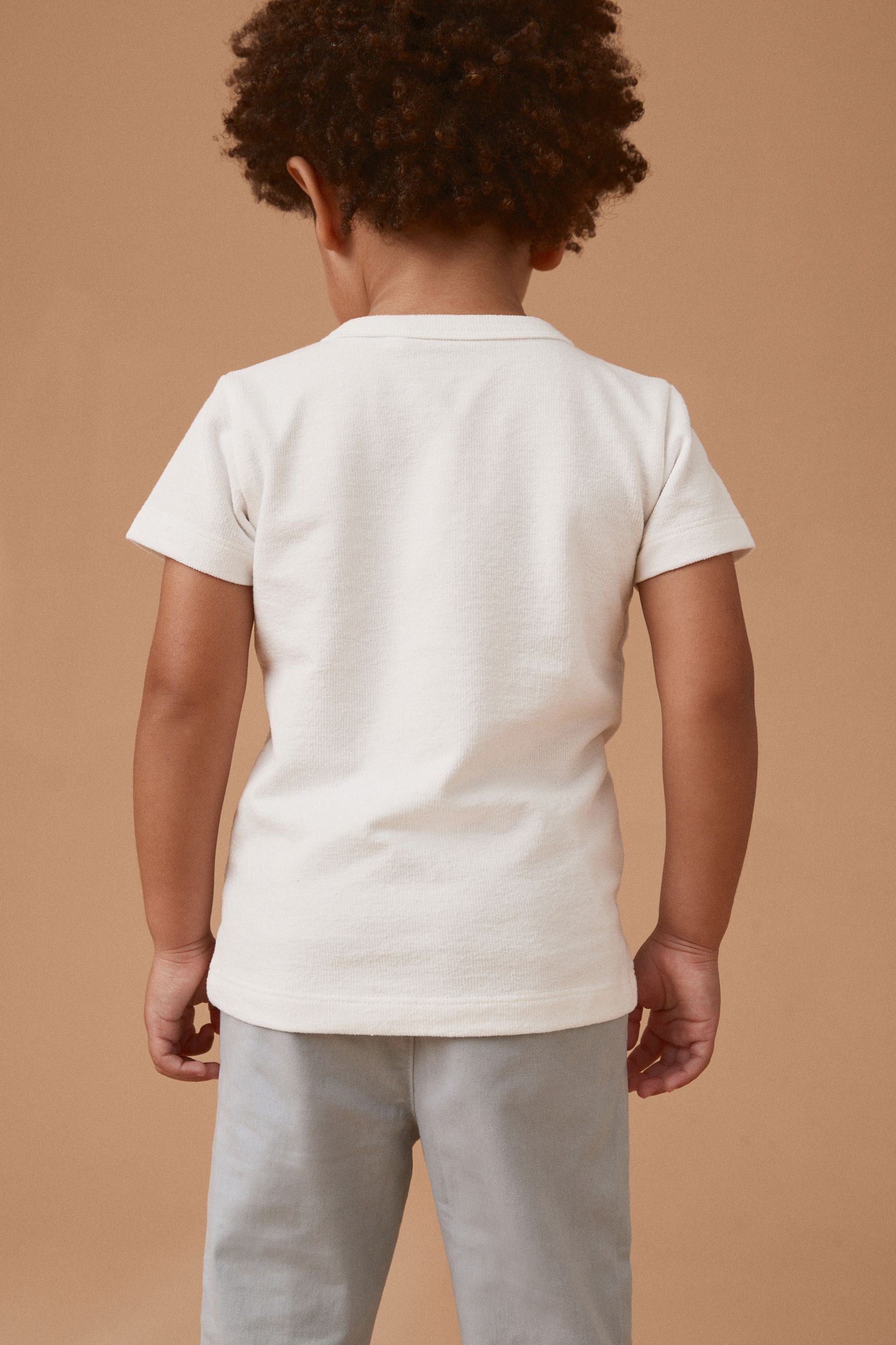 White Short Sleeve Henley Neck T-Shirt (3mths-7yrs)