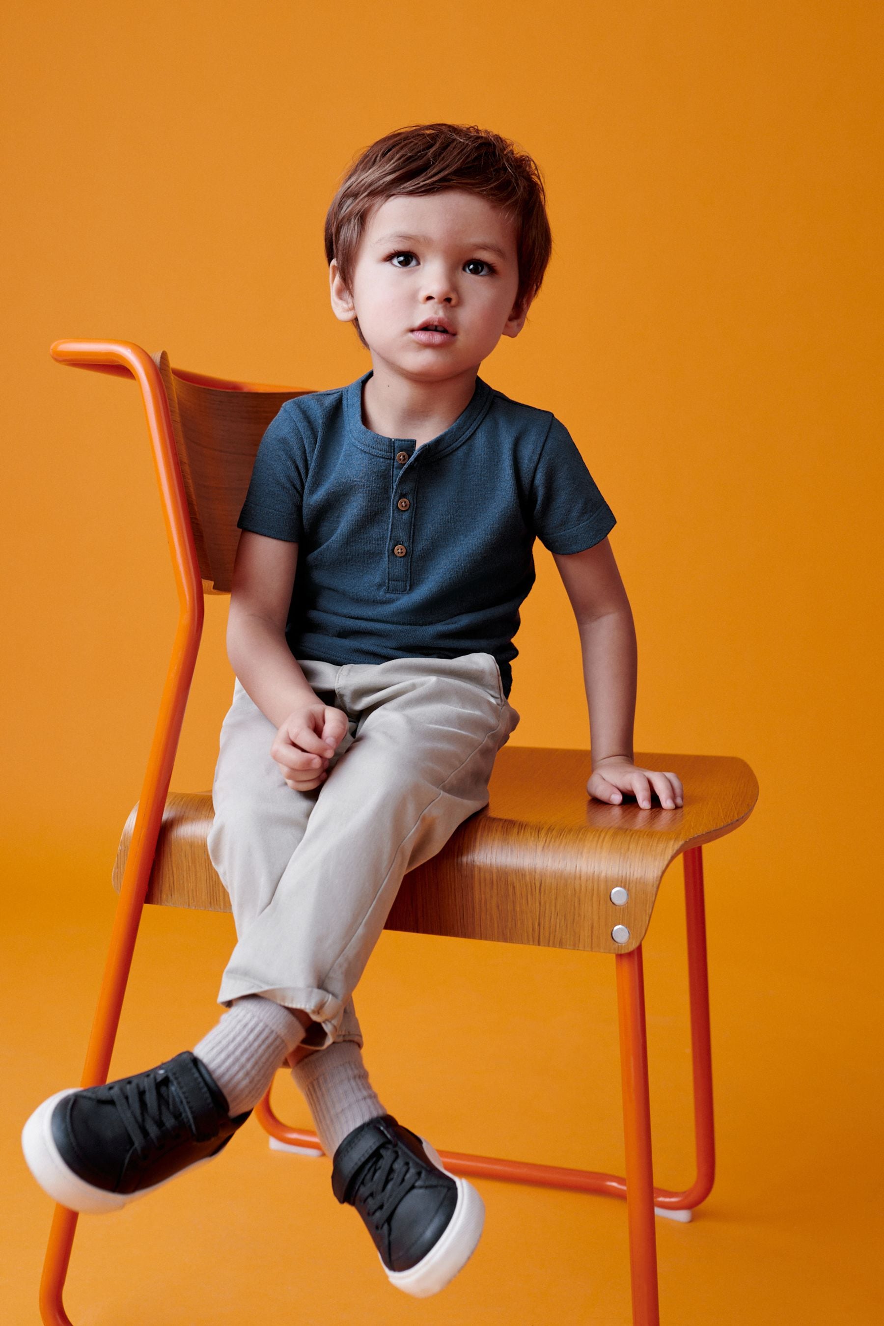 Blue Short Sleeve Henley Neck T-Shirt (3mths-7yrs)