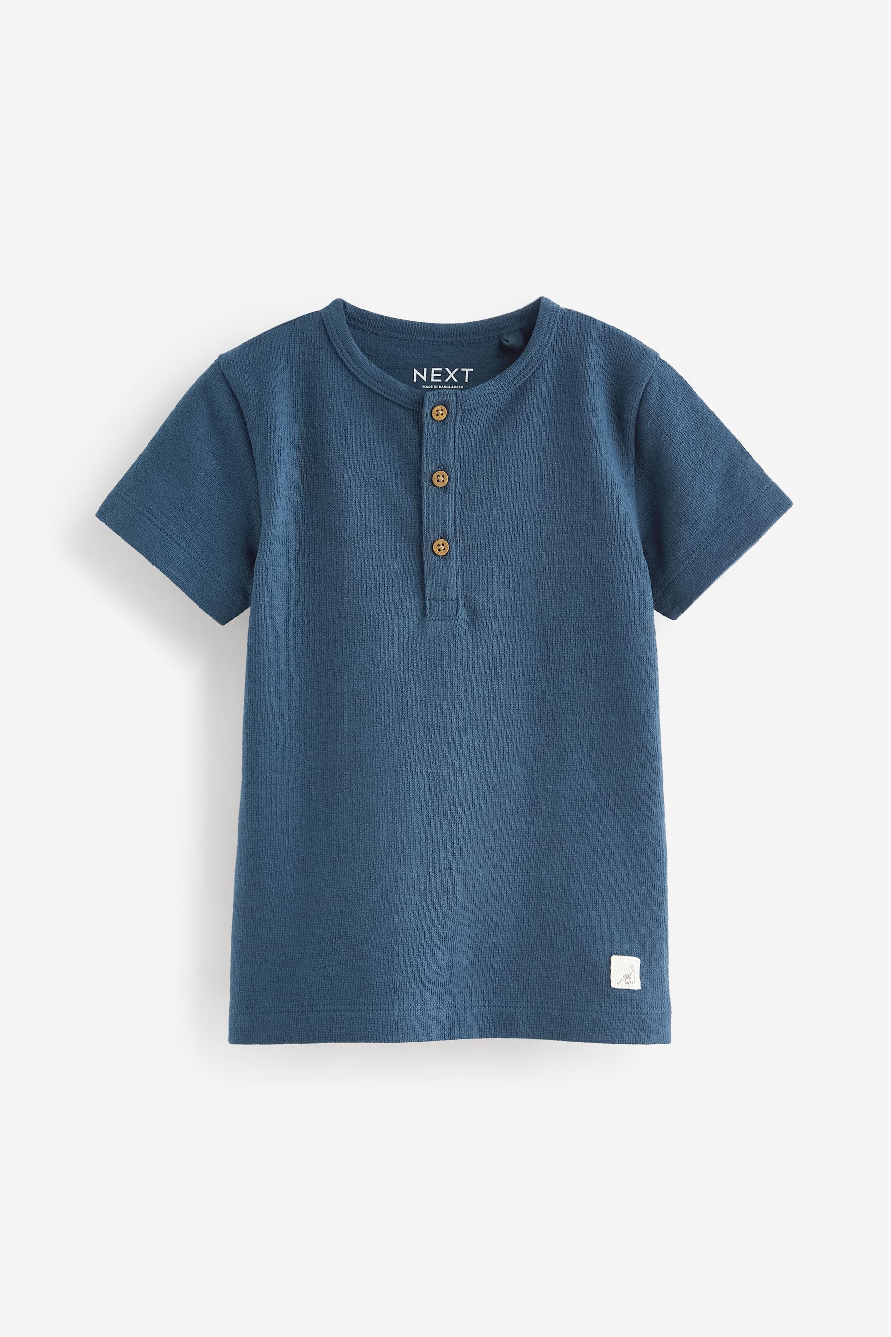 Blue Short Sleeve Henley Neck T-Shirt (3mths-7yrs)