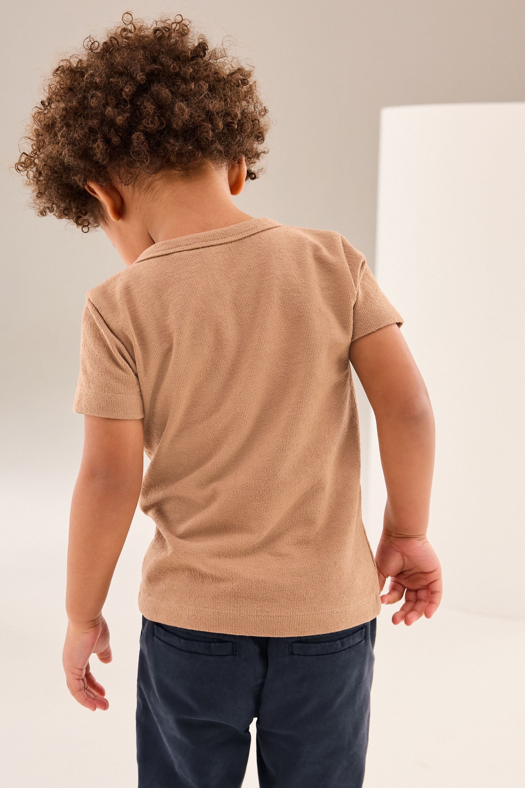 Tan Brown Short Sleeve Henley Neck T-Shirt (3mths-7yrs)