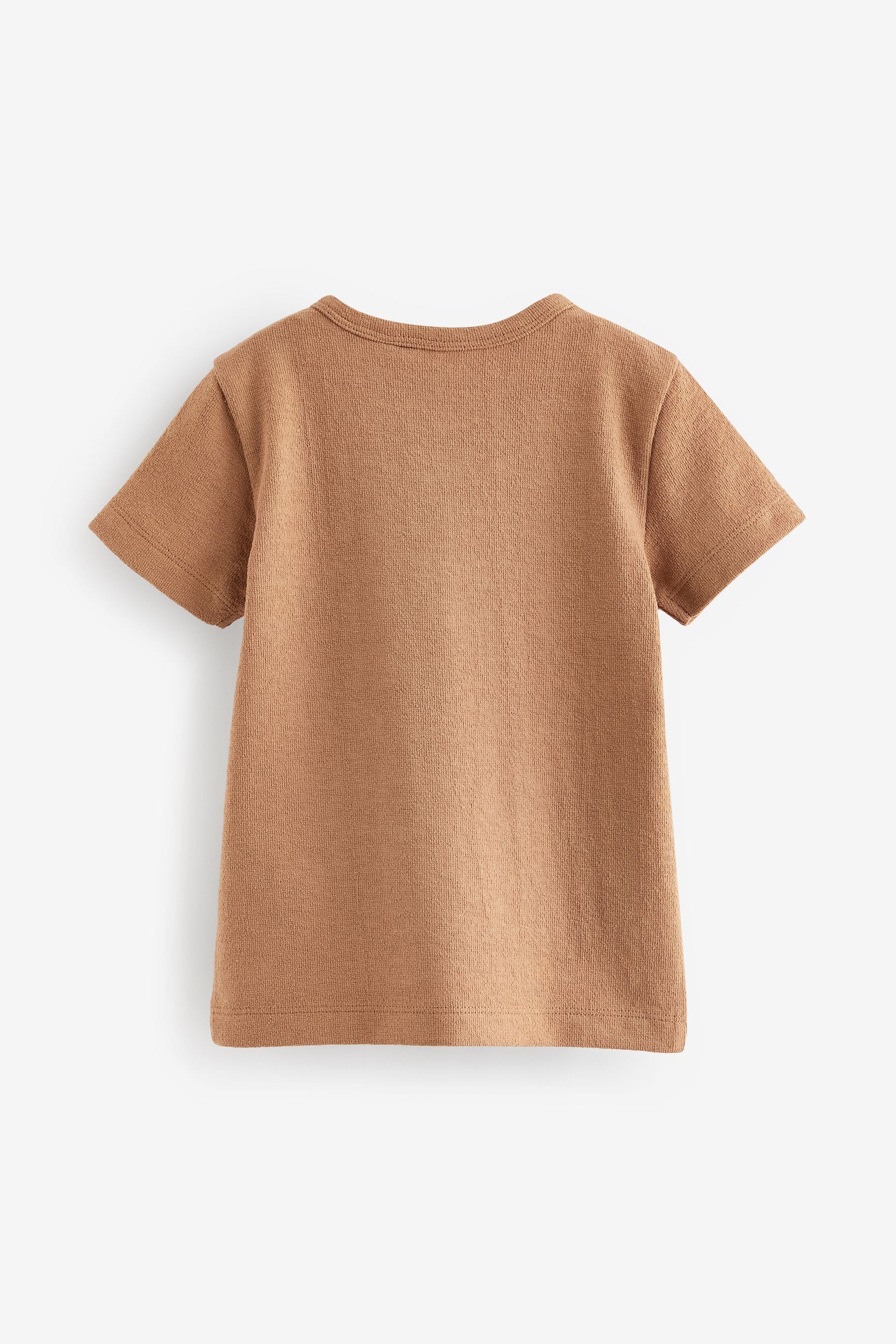 Tan Brown Short Sleeve Henley Neck T-Shirt (3mths-7yrs)