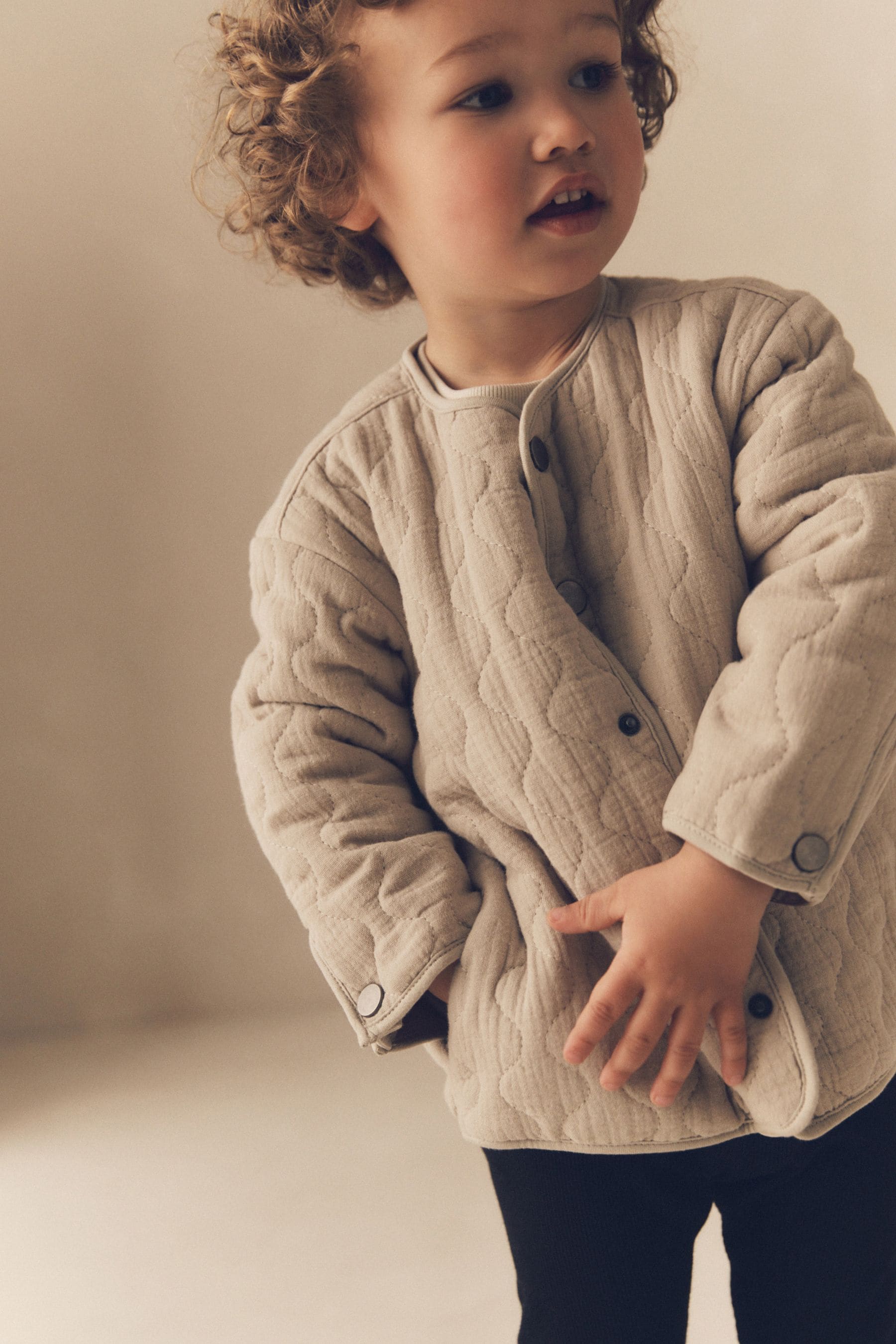 Grey Quilted Bomber Shacket (3mths-7yrs)