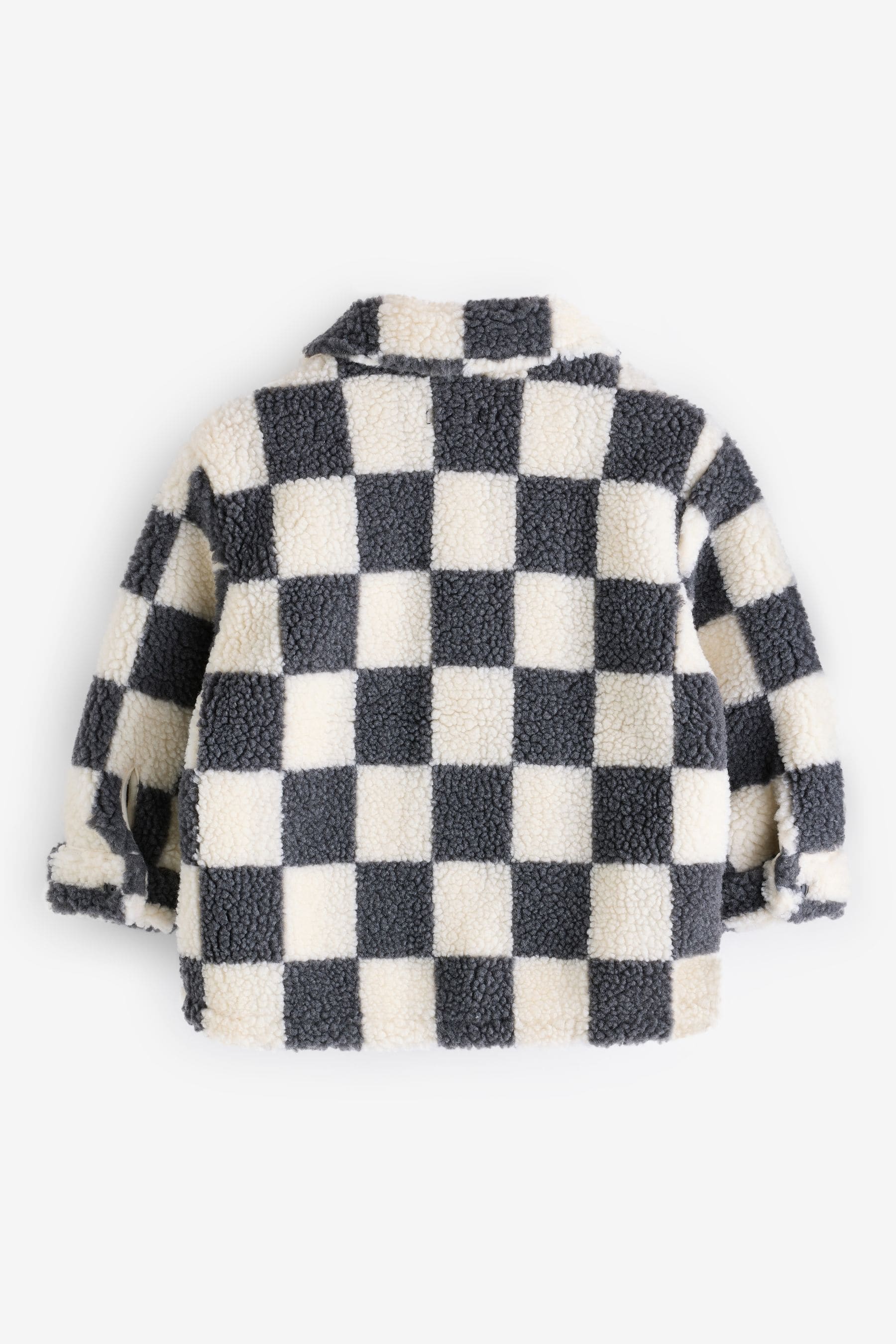 Grey Checkerboard Borg Fleece Shacket (3mths-7yrs)