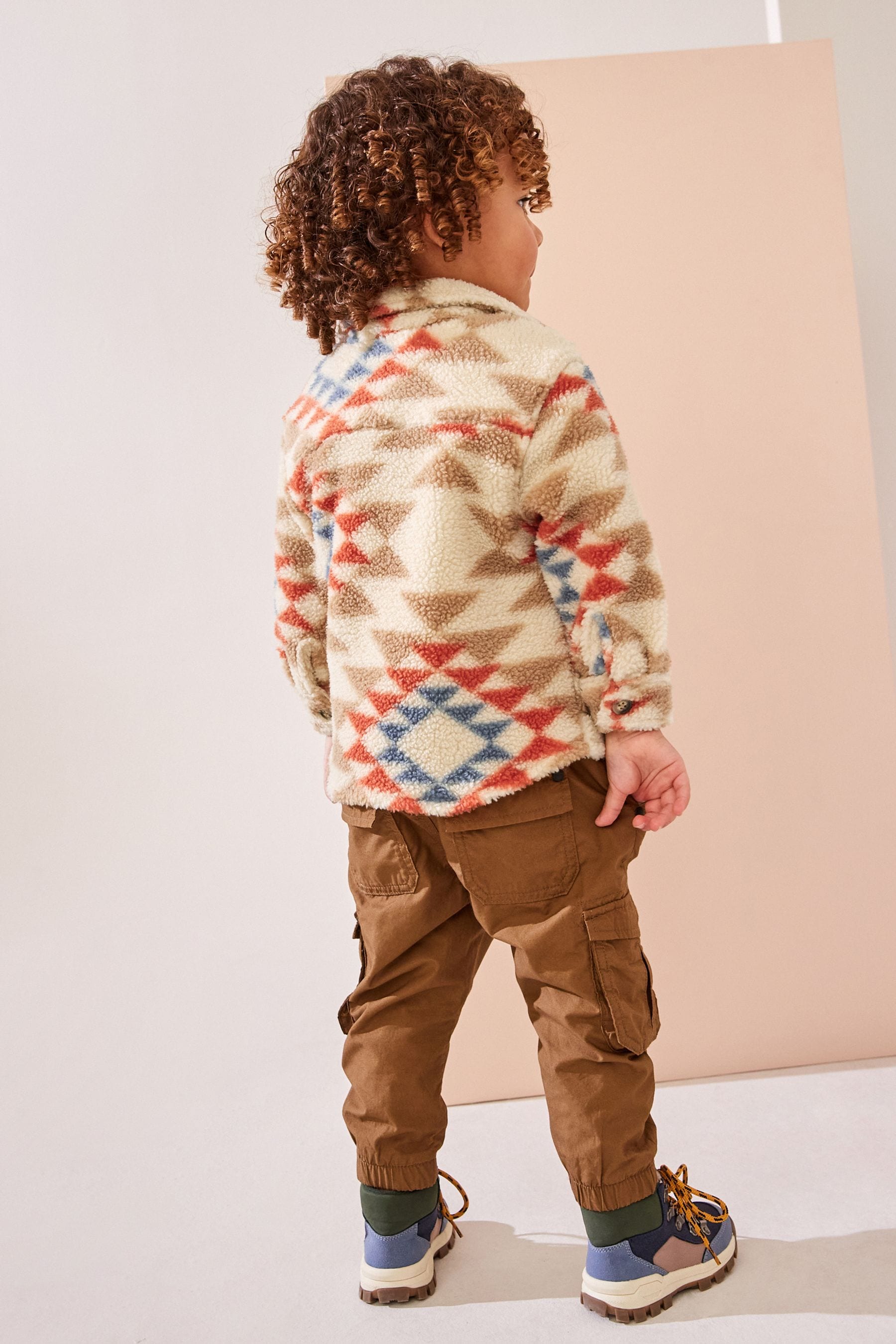 Neutral Pattern Borg Fleece Shacket (3mths-7yrs)