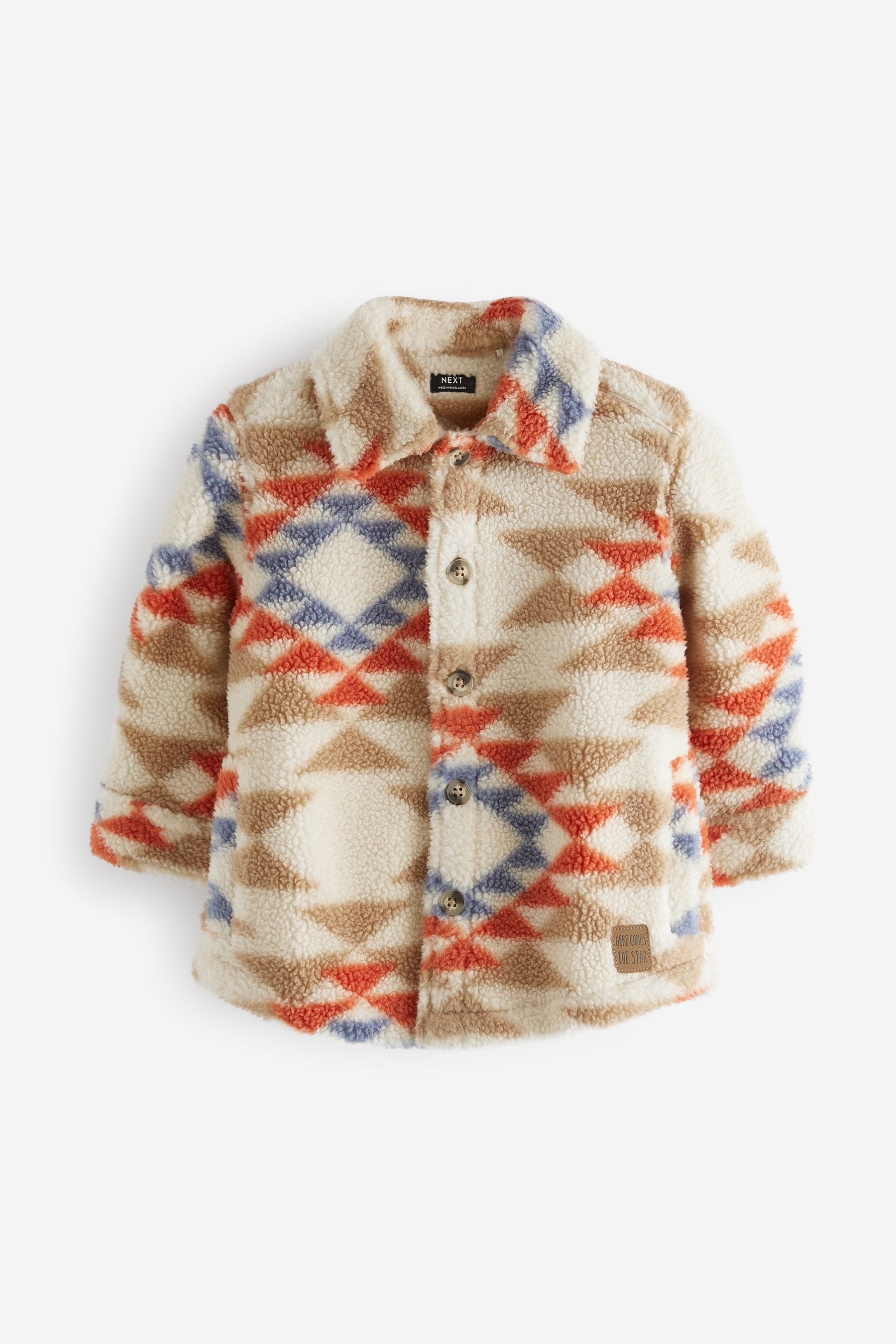 Neutral Pattern Borg Fleece Shacket (3mths-7yrs)