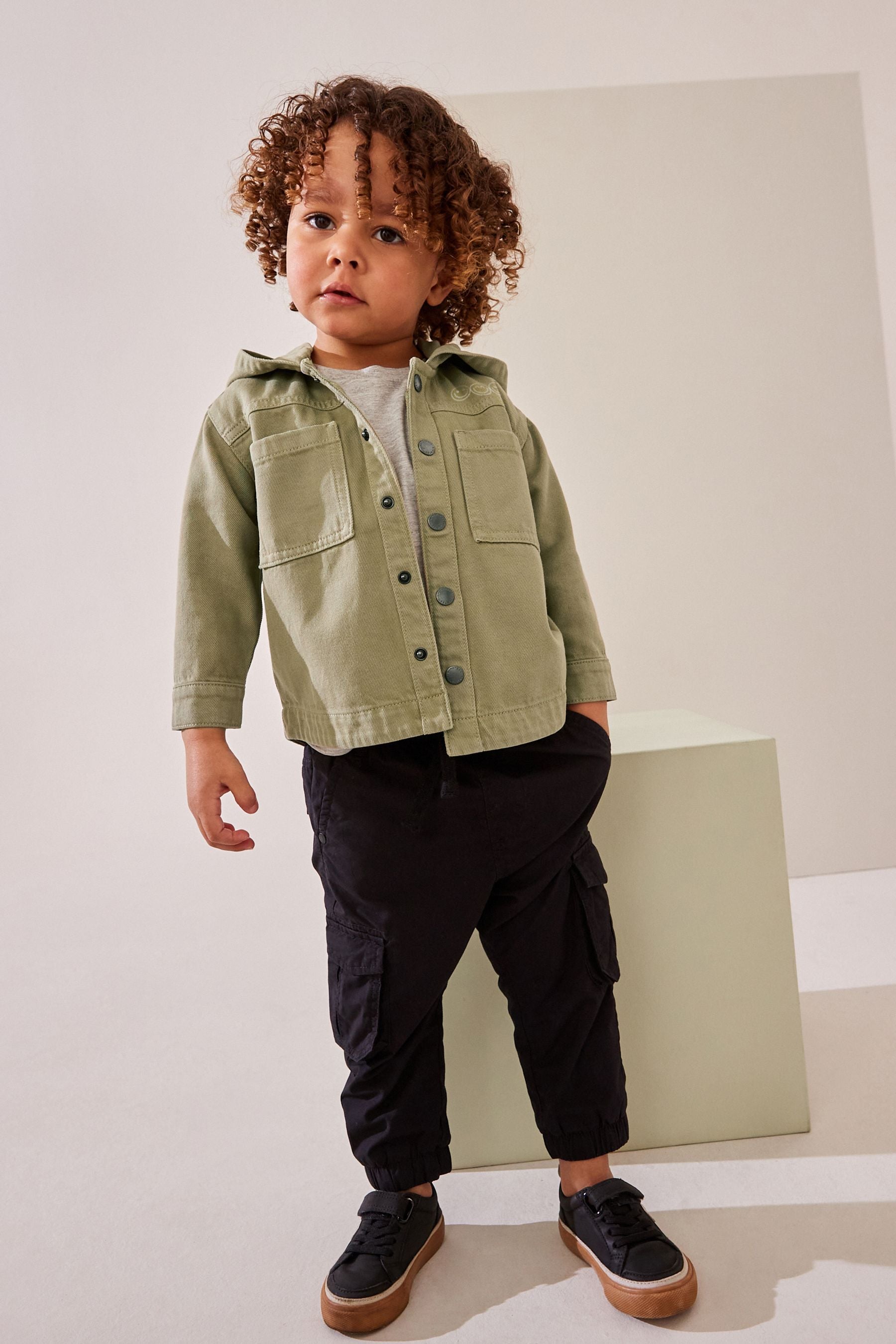 Green Hooded Shacket 100% Cotton Denim Shacket (3mths-7yrs)