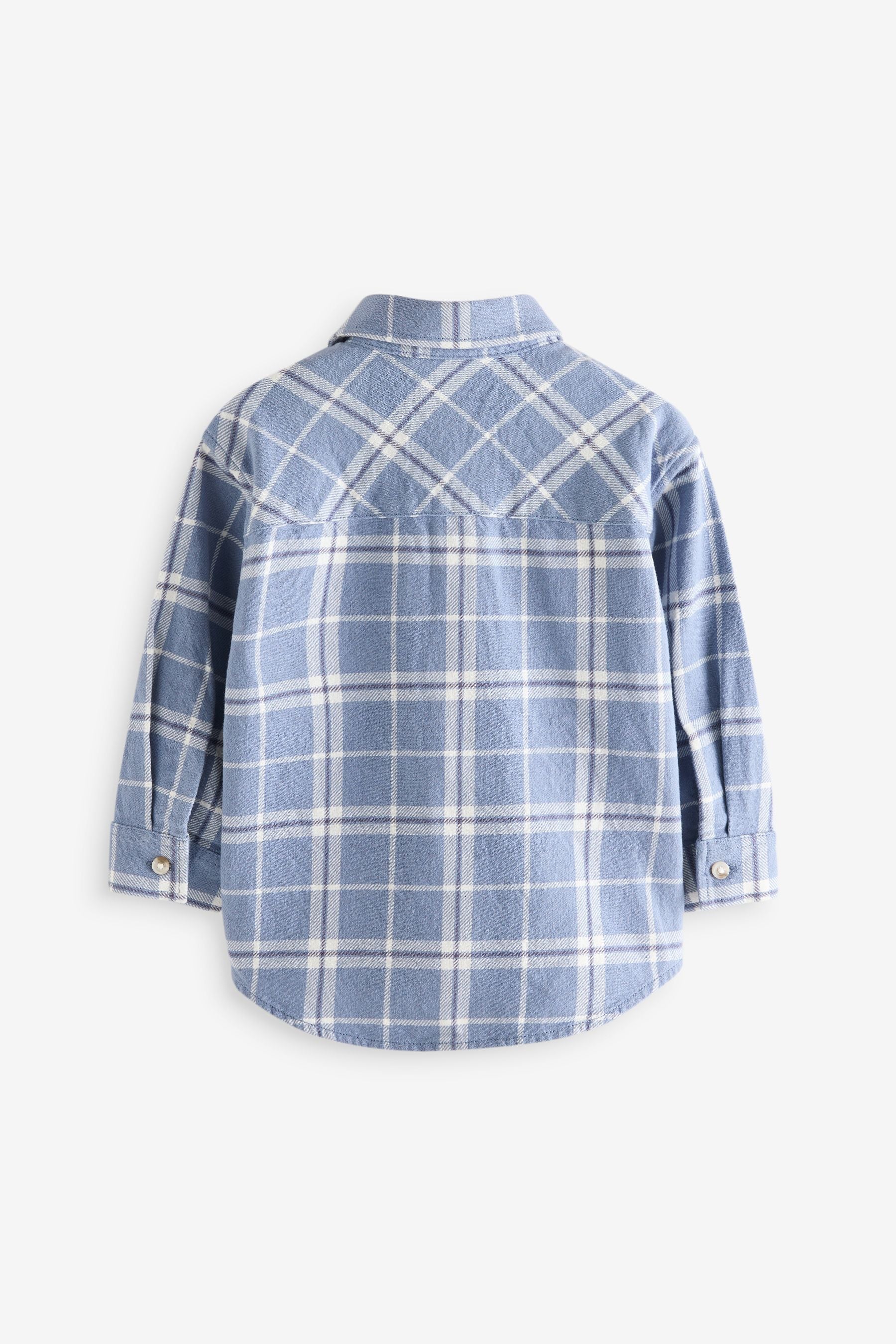 Light Blue 100% Cotton Long Sleeve Check Shirt and T-Shirt Set (3mths-7yrs)