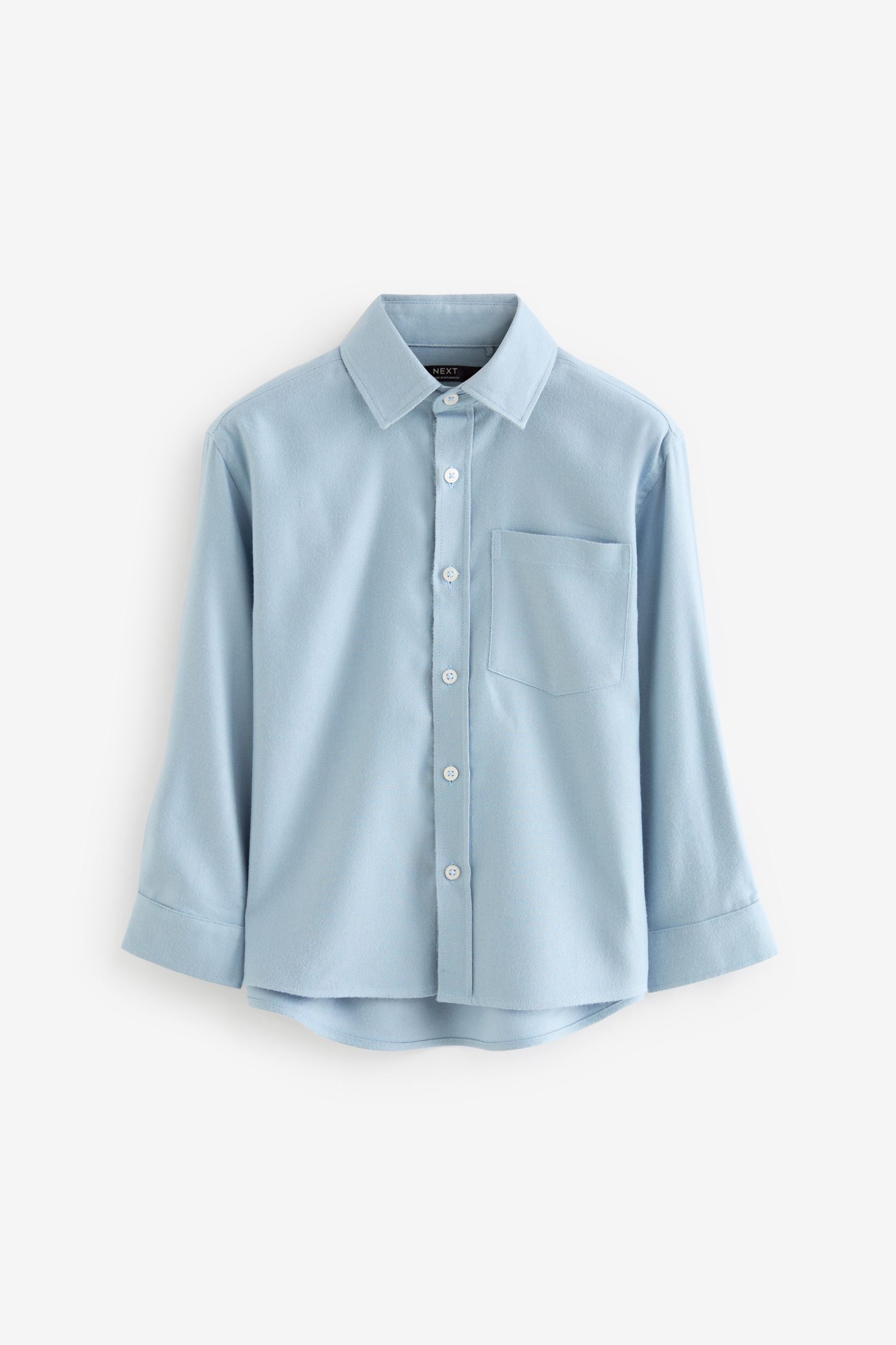 Blue Plain Long Sleeve Twill Shirt (3-16yrs)