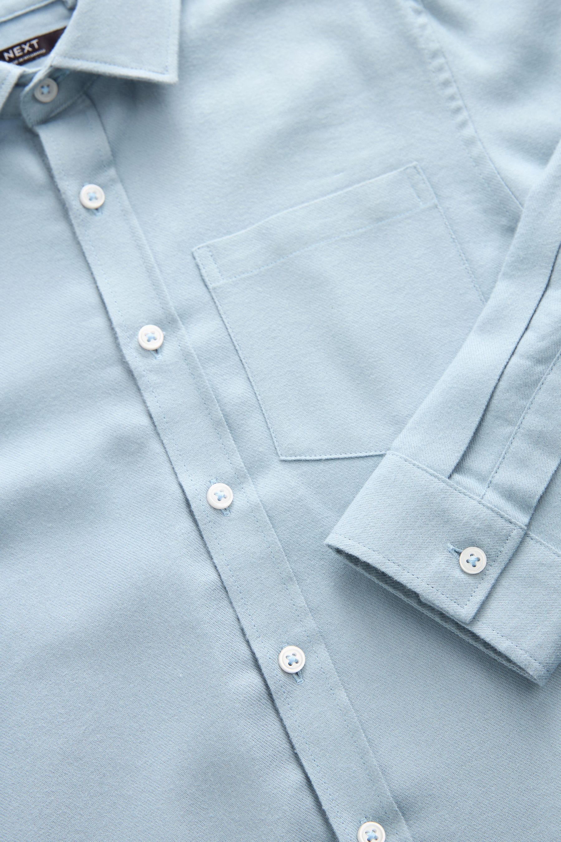 Blue Plain Long Sleeve Twill Shirt (3-16yrs)