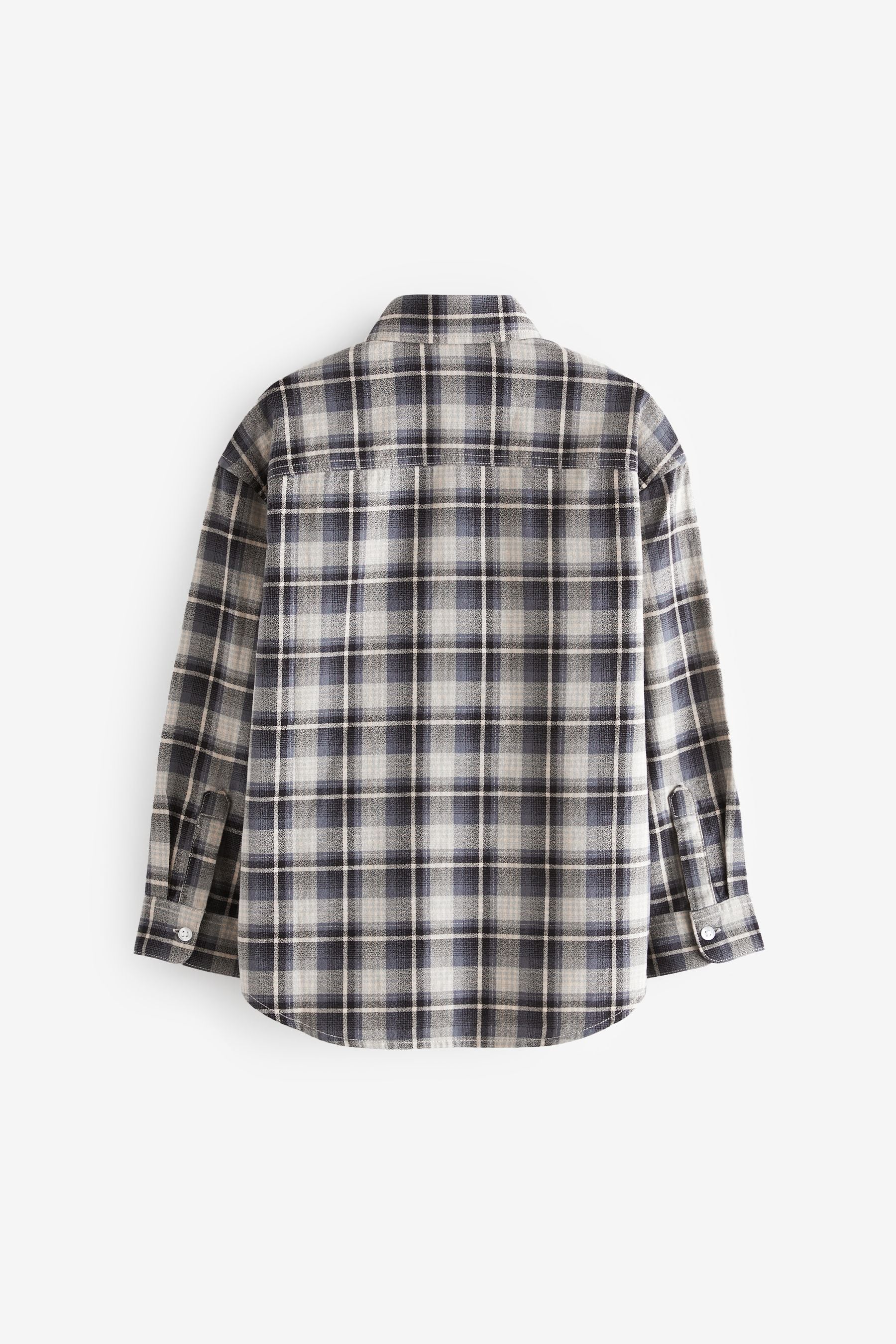 Navy Twill Check Long Sleeve Twill Shirt (3-16yrs)