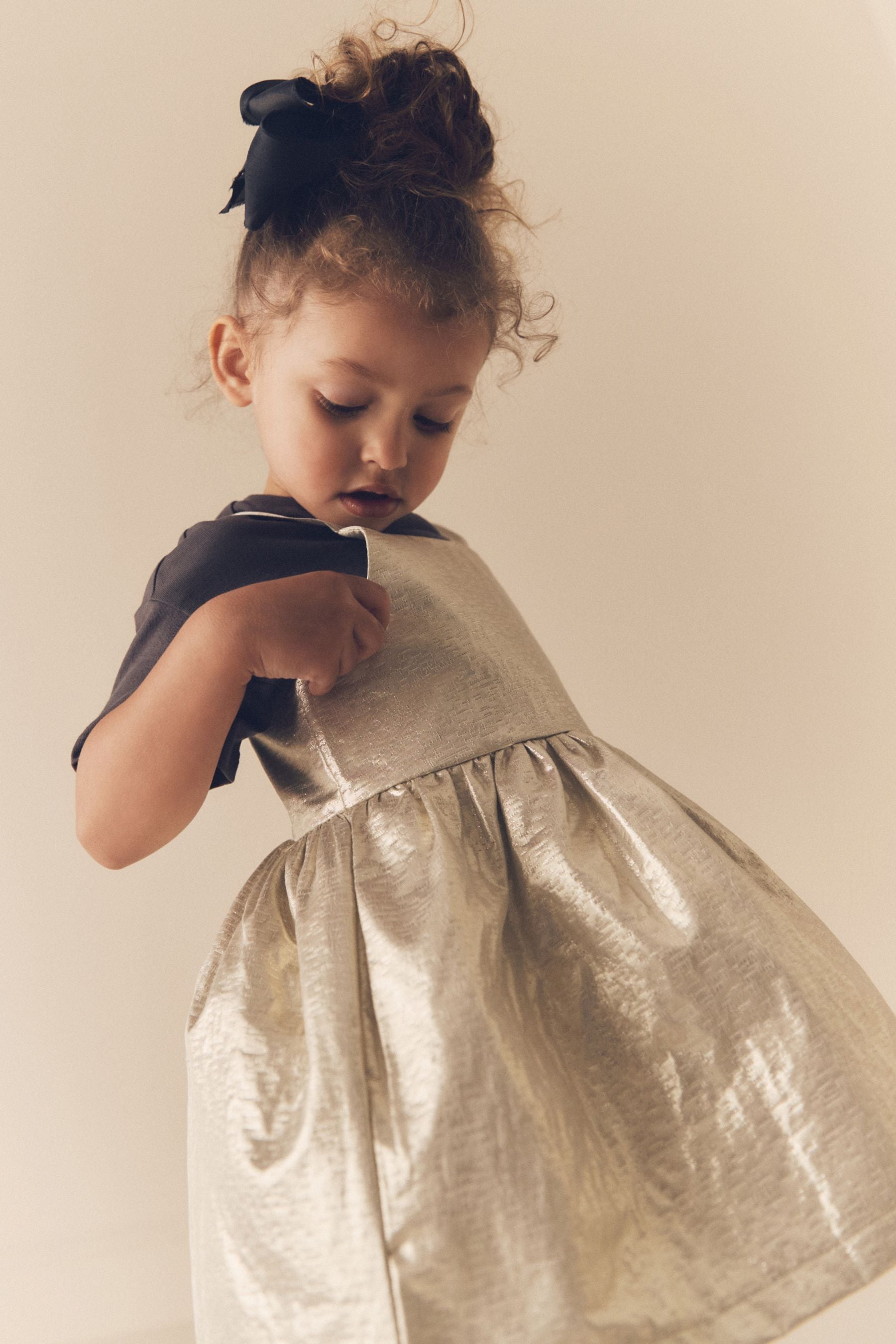 Gold Party Pinafore And T-Shirt Set (3mths-10yrs)