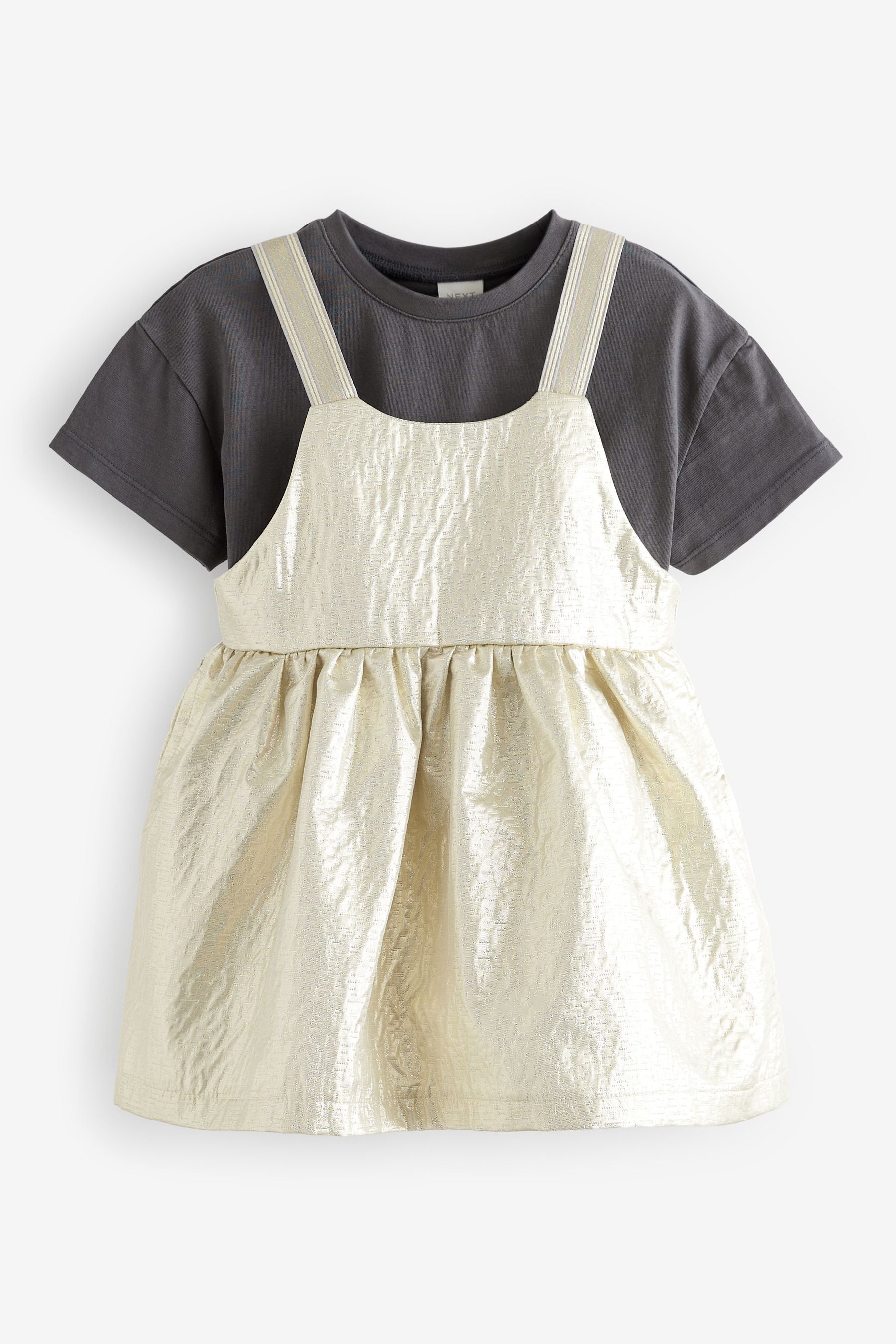 Gold Party Pinafore And T-Shirt Set (3mths-10yrs)