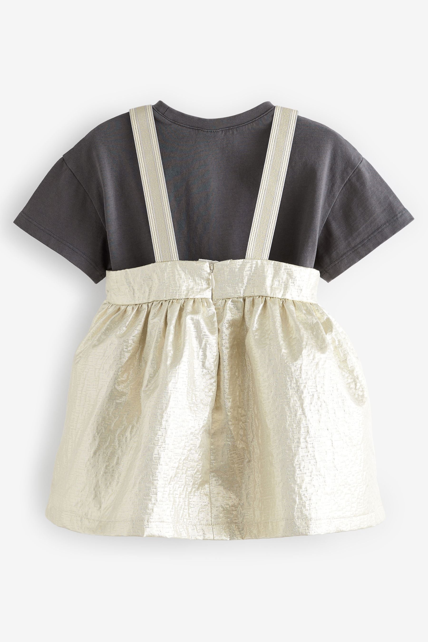 Gold Party Pinafore And T-Shirt Set (3mths-10yrs)