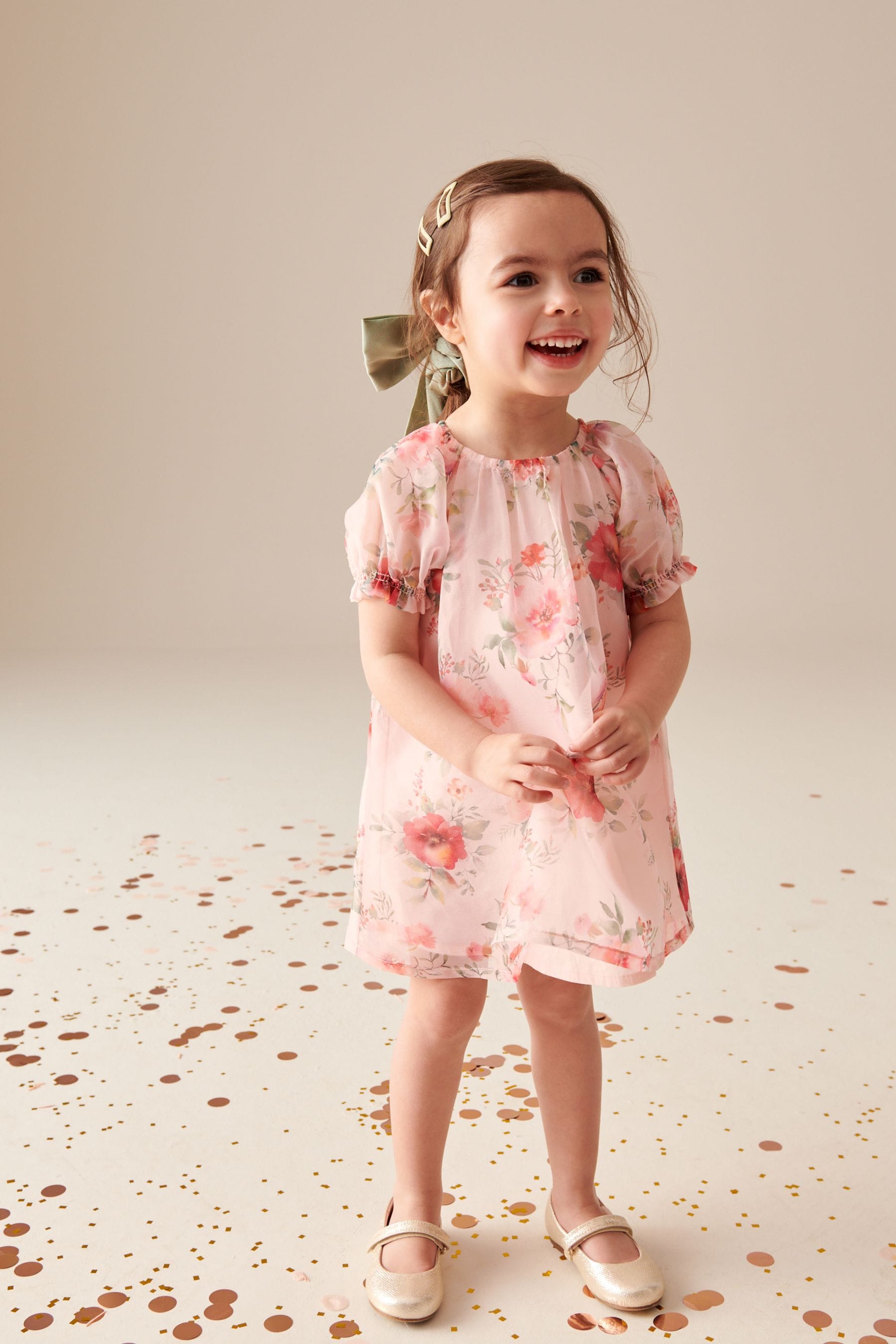 Pink Floral Organza Party Dress (3mths-8yrs)