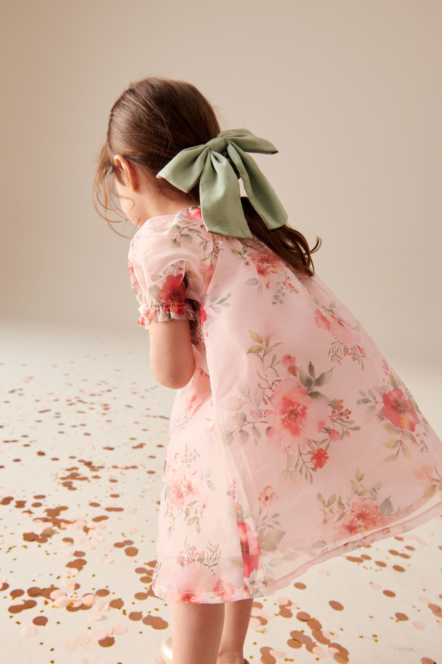 Pink Floral Organza Party Dress (3mths-8yrs)