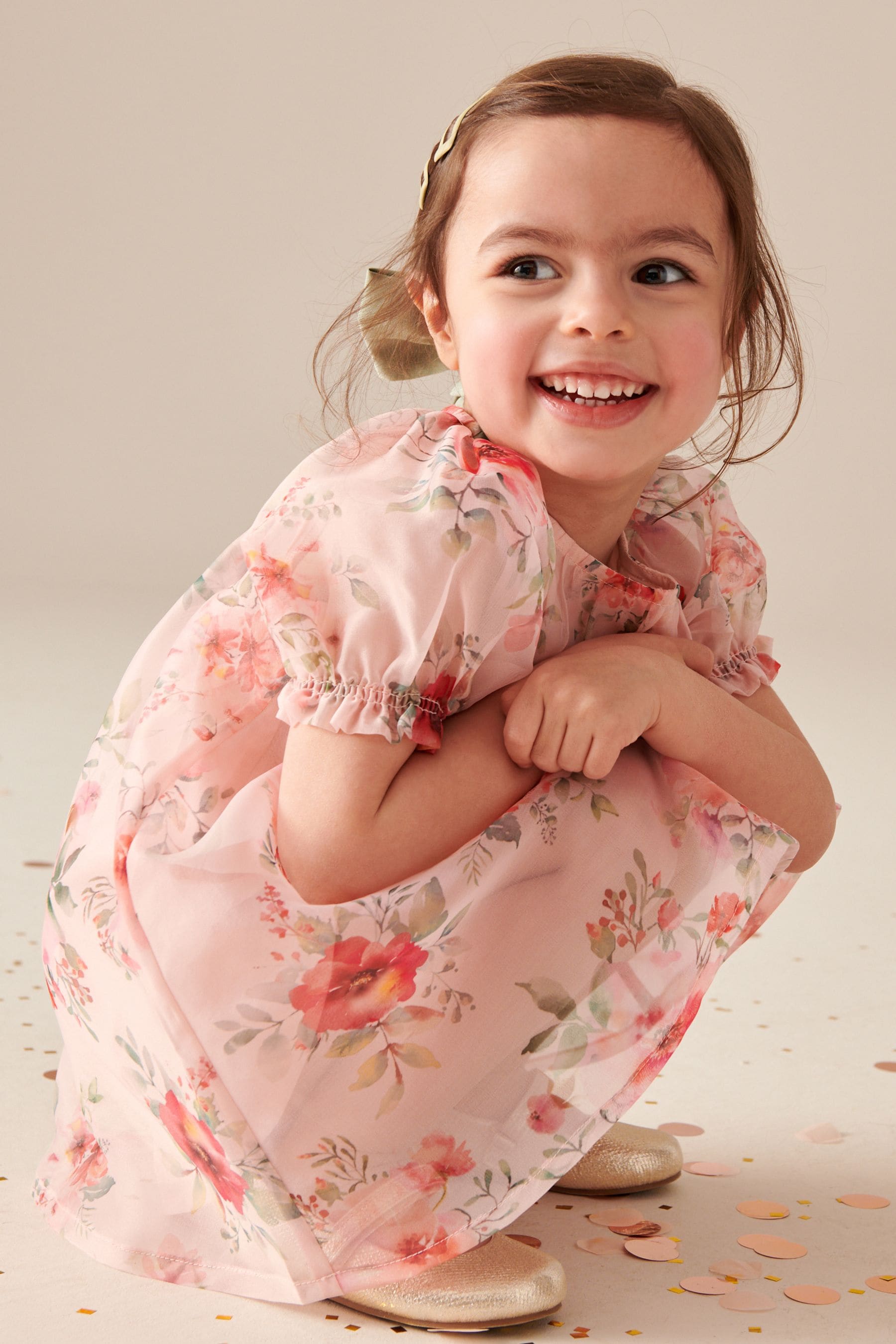 Pink Floral Organza Party Dress (3mths-8yrs)