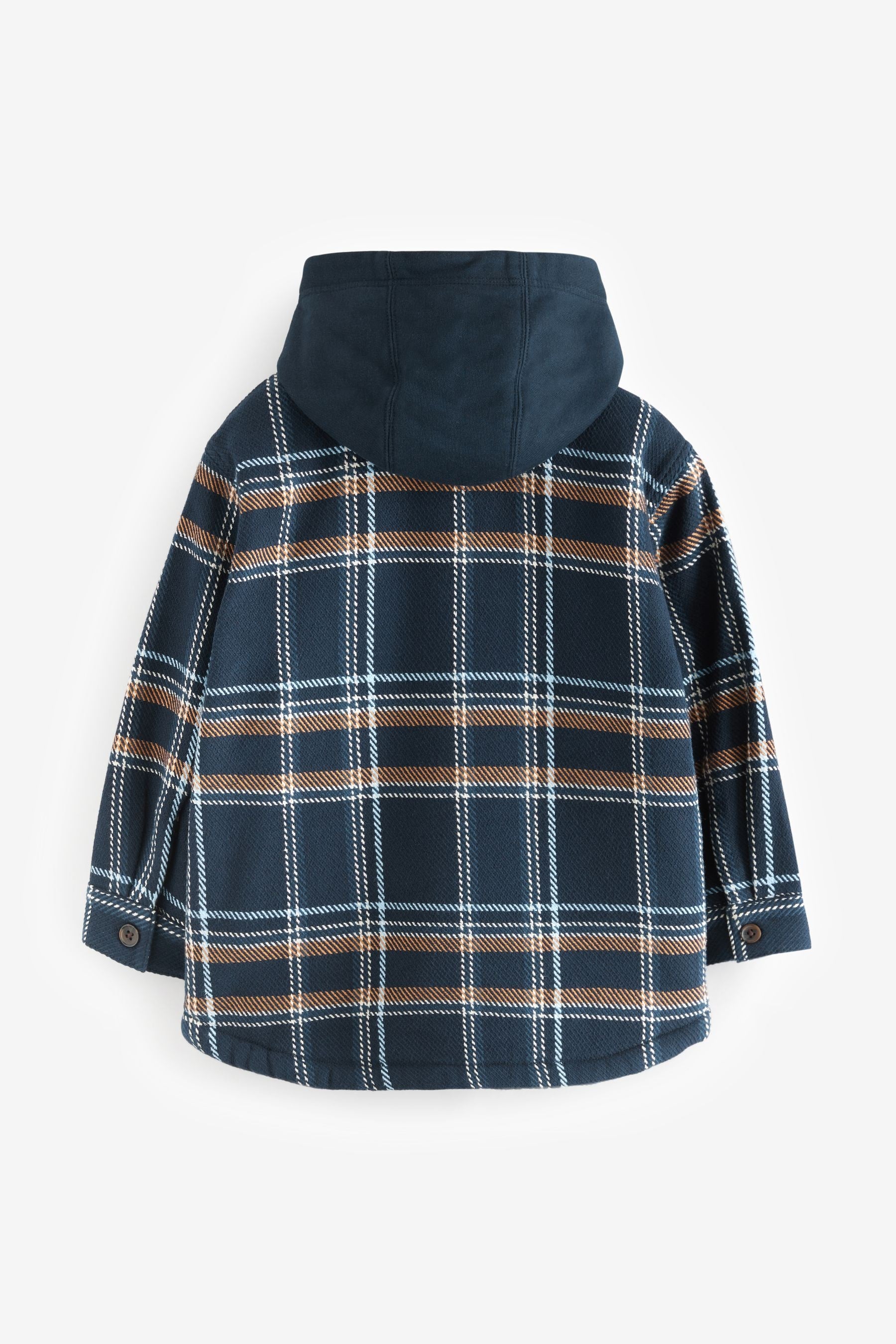 Navy Blue Check Hooded Shacket (3-16yrs)