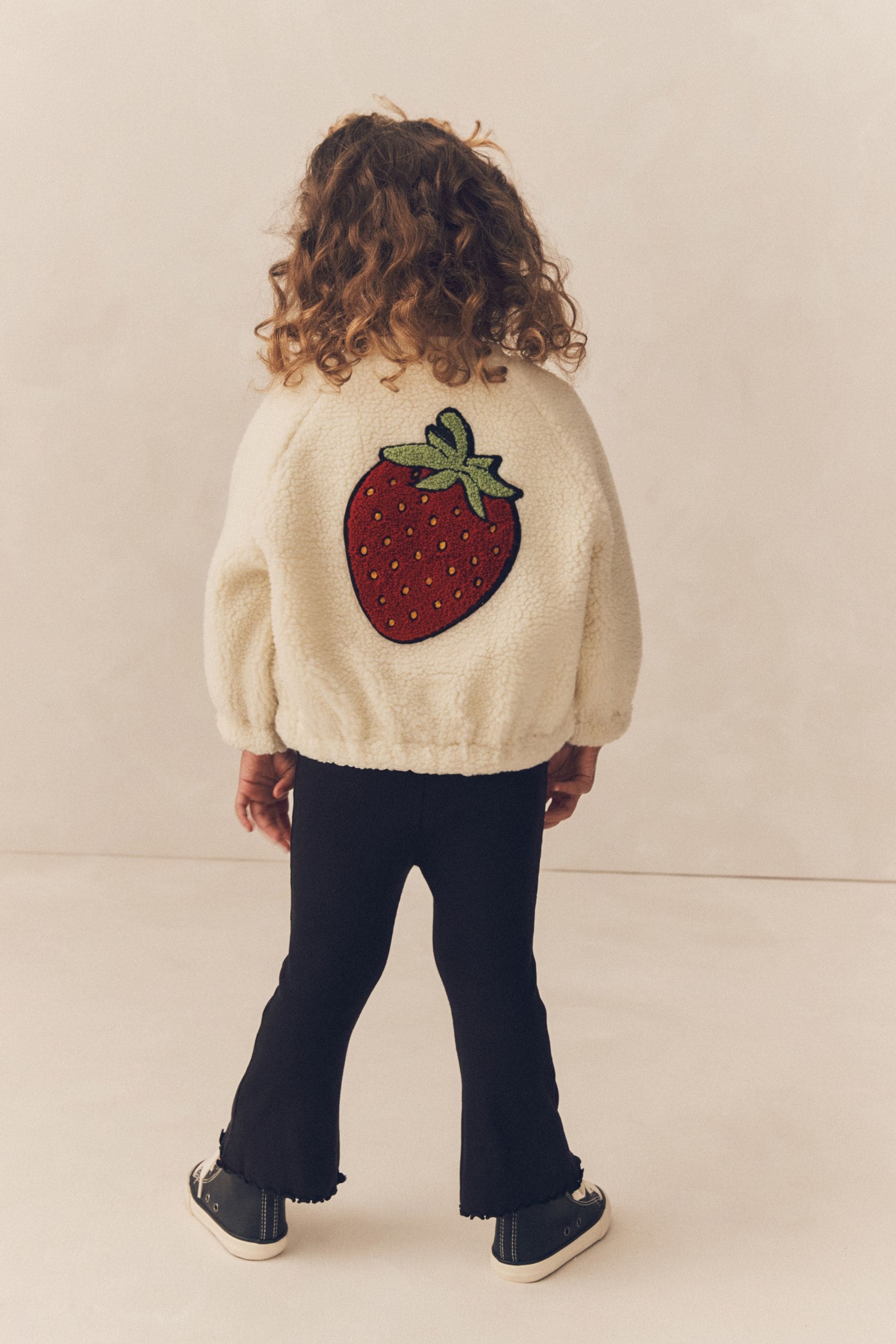 Cream Strawberry Borg Bomber Jacket (3mths-8yrs)