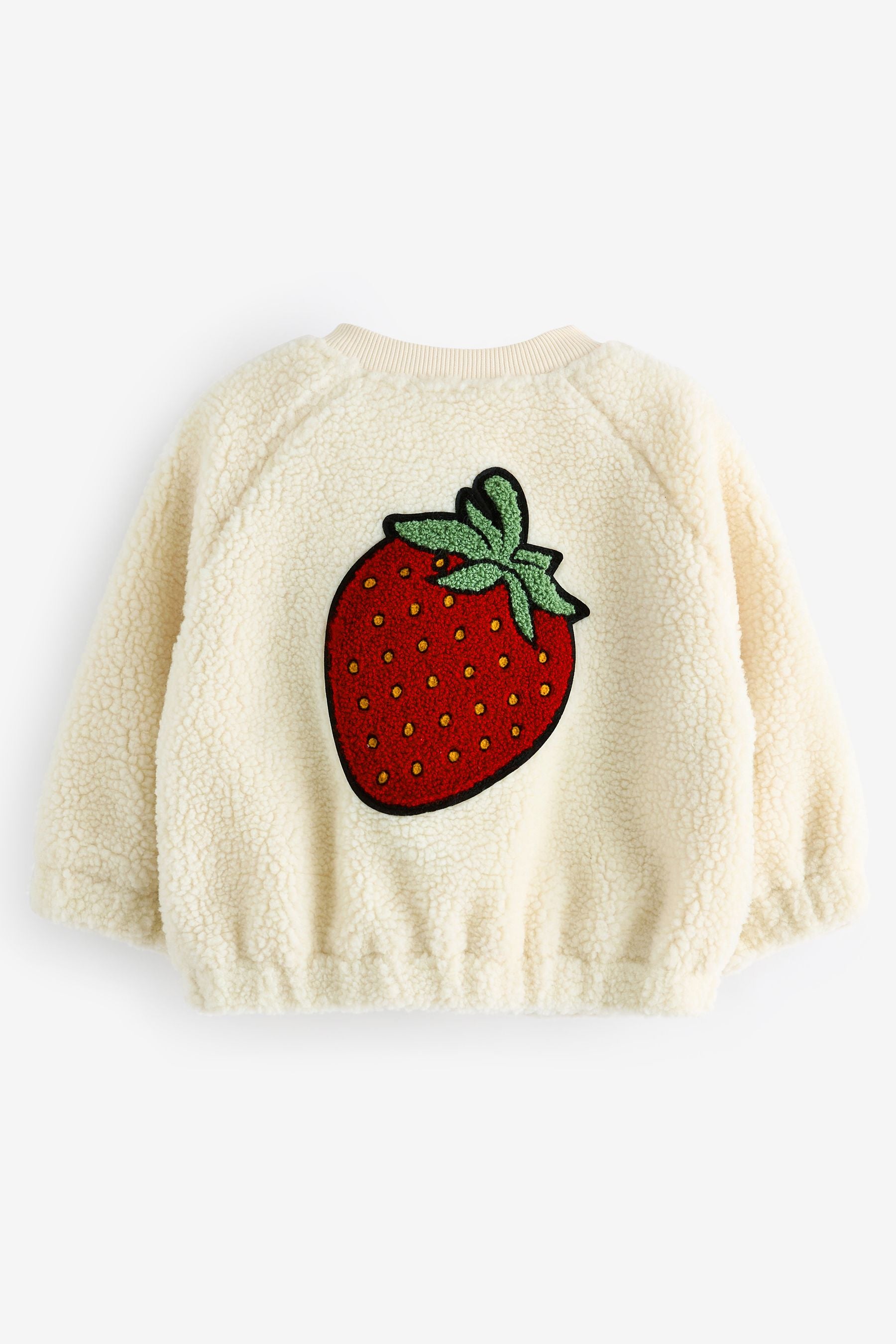 Cream Strawberry Borg Fleece Bomber Jacket (3mths-8yrs)