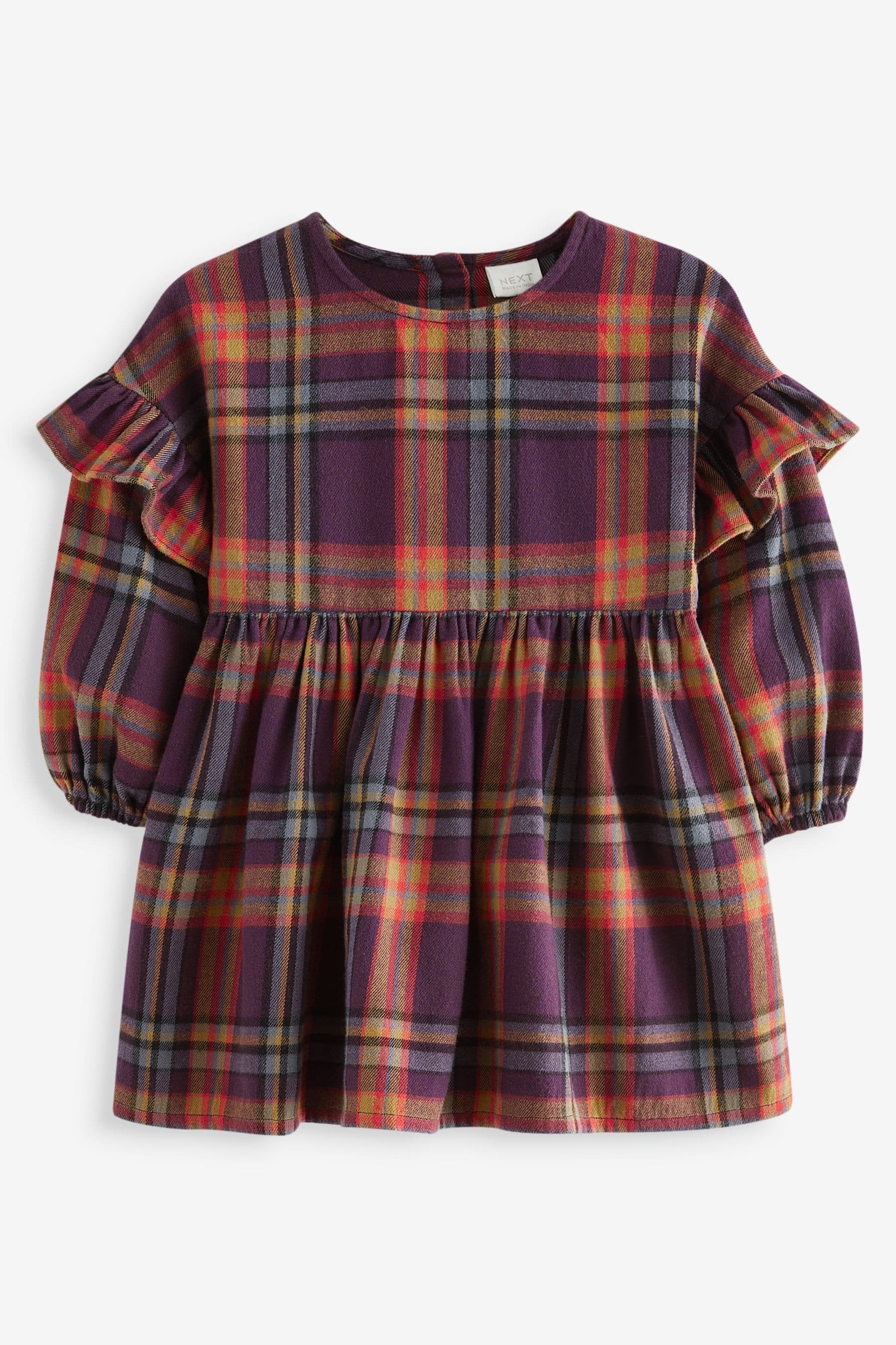 Purple Check Frill Dress (3mths-8yrs)