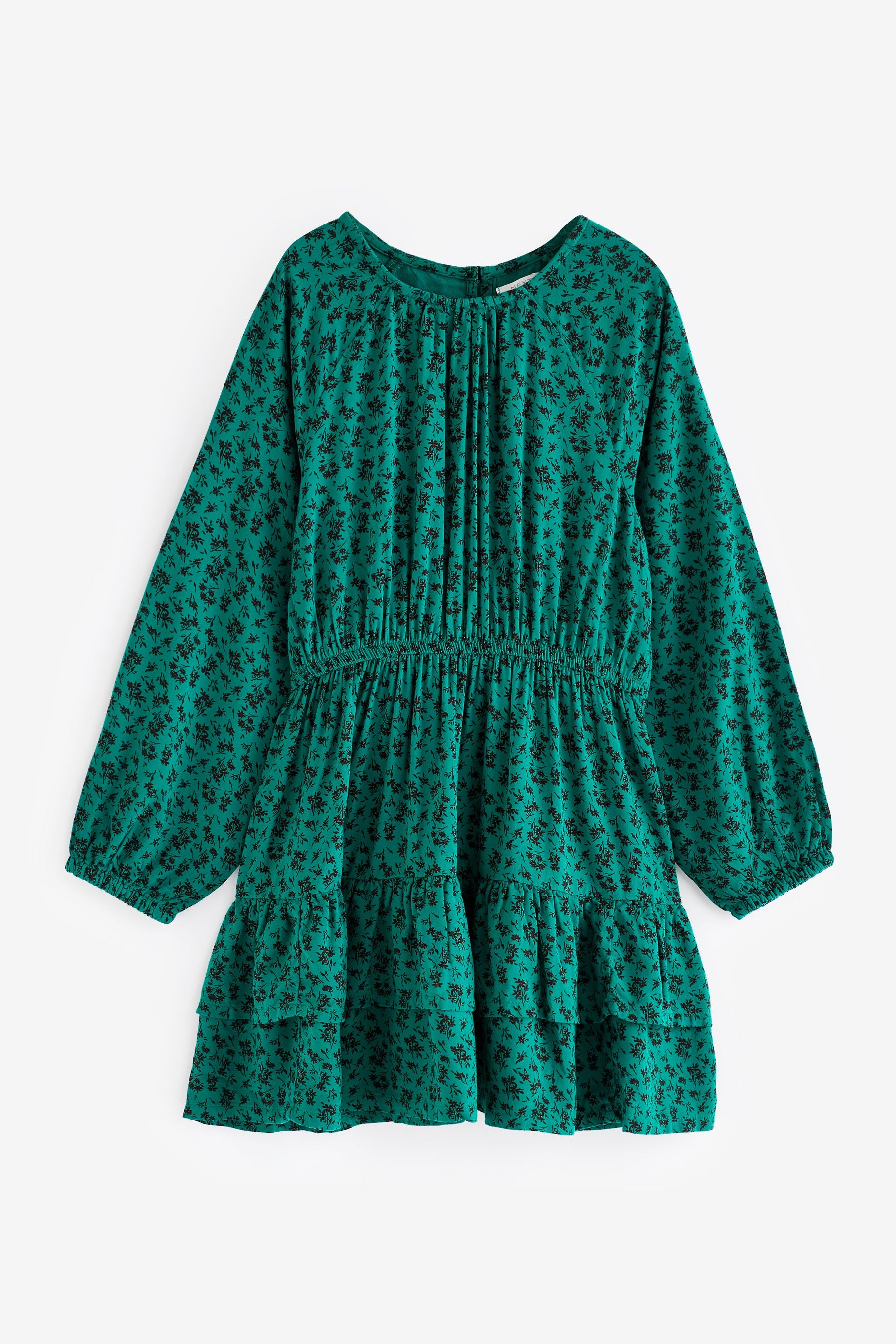 Green Ditsy Tiered Printed Dress (3-16yrs)