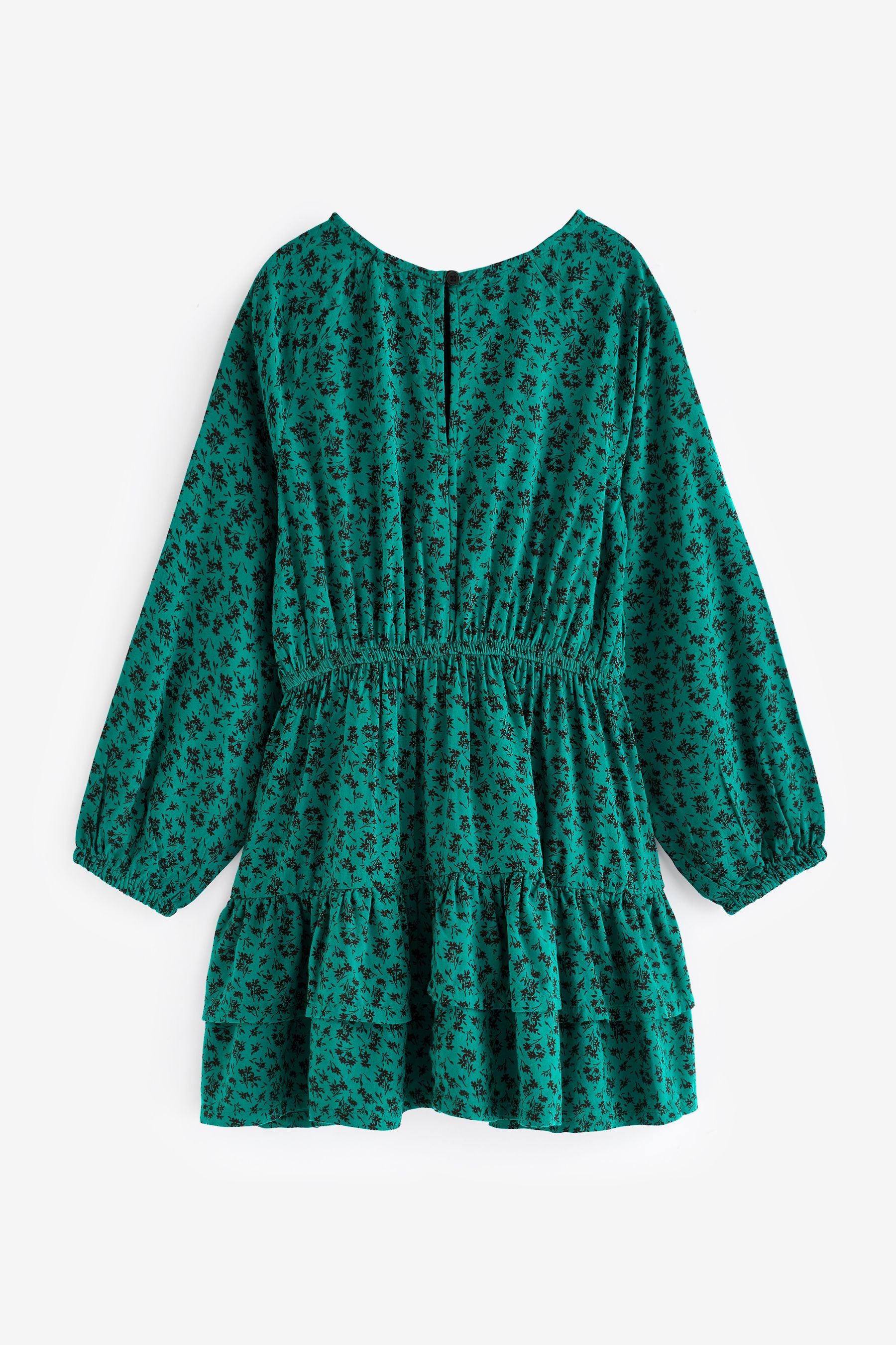 Green Ditsy Tiered Printed Dress (3-16yrs)