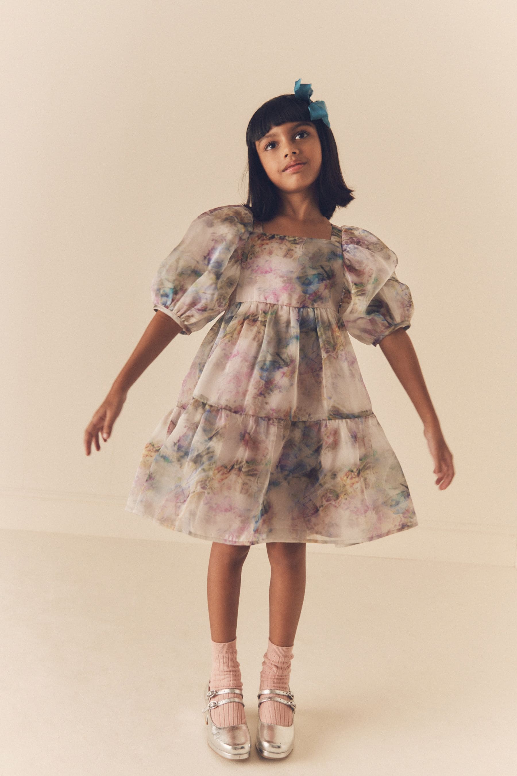 Purple Butterfly Tiered Organza Dress (3-16yrs)