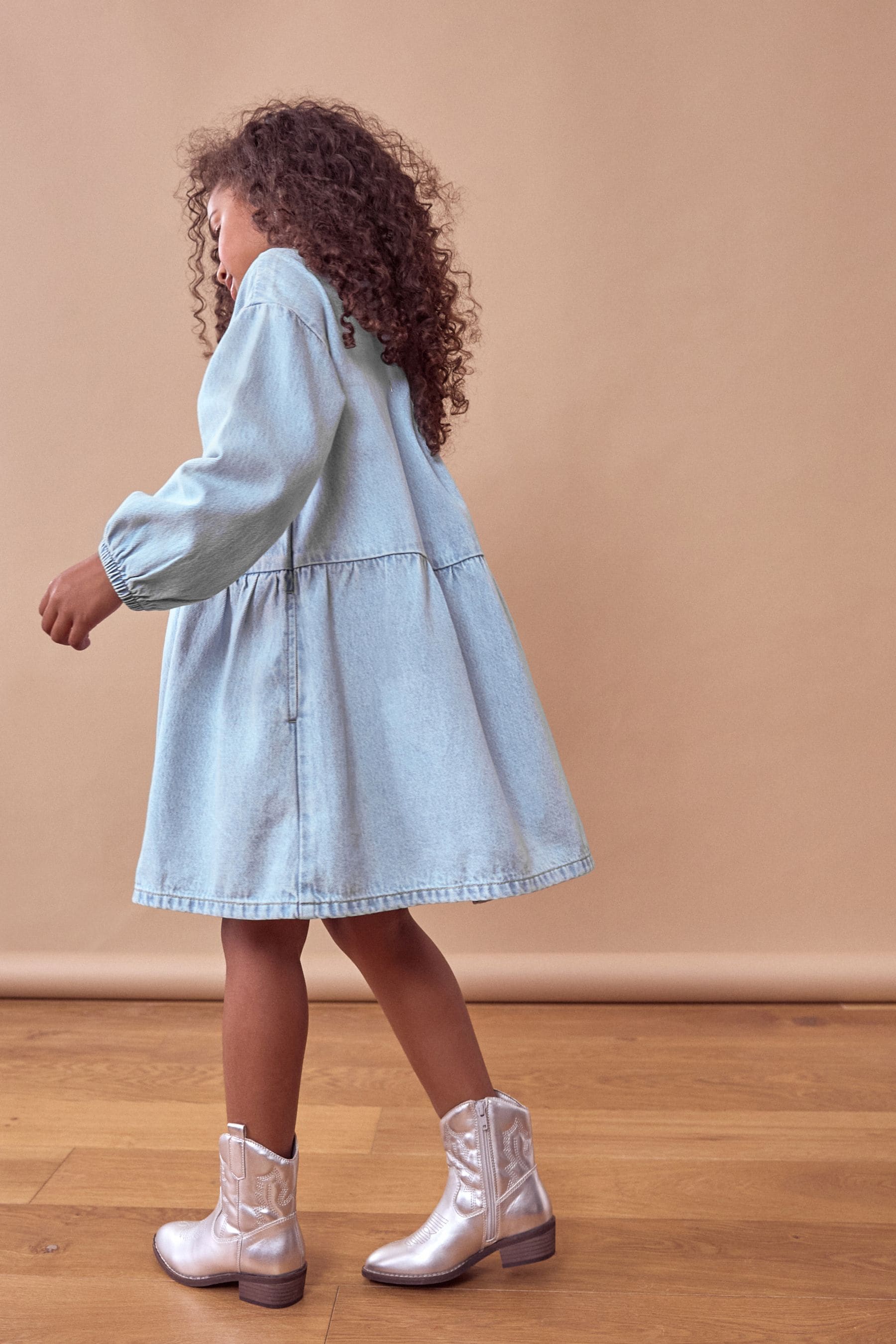 Blue Diamante Denim Dress (3-16yrs)