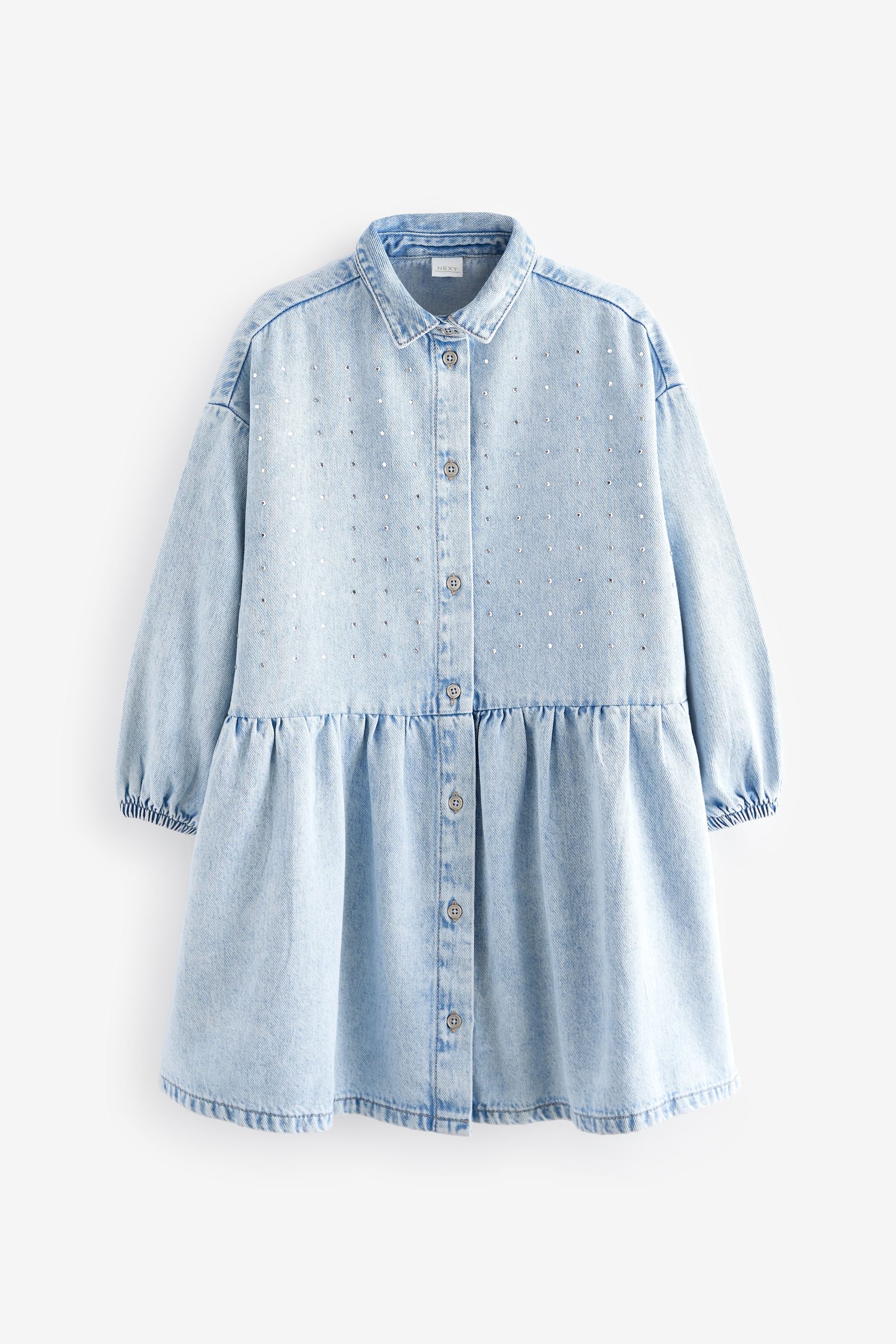 Blue Diamante Denim Dress (3-16yrs)