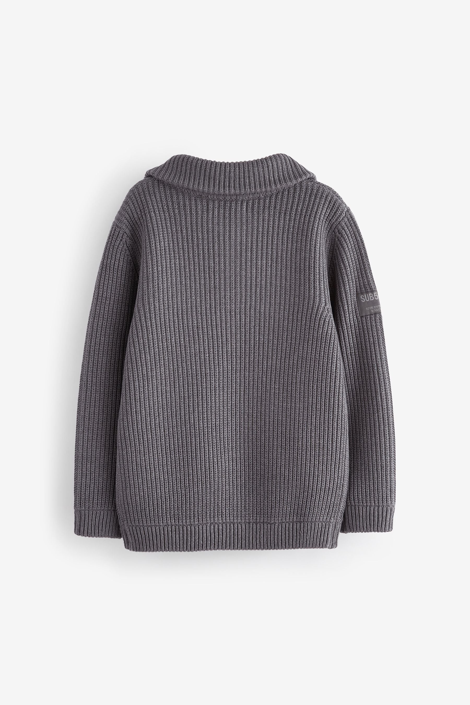 Charcoal Grey Utility Knitted Zip Neck Jumper (3-16yrs)