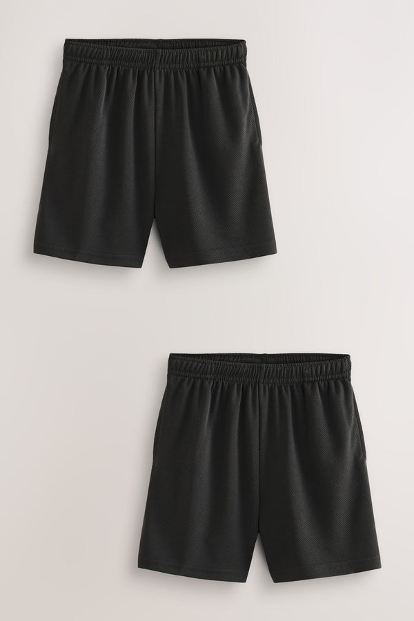 Black 2 Pack Sports Shorts (3-16yrs)