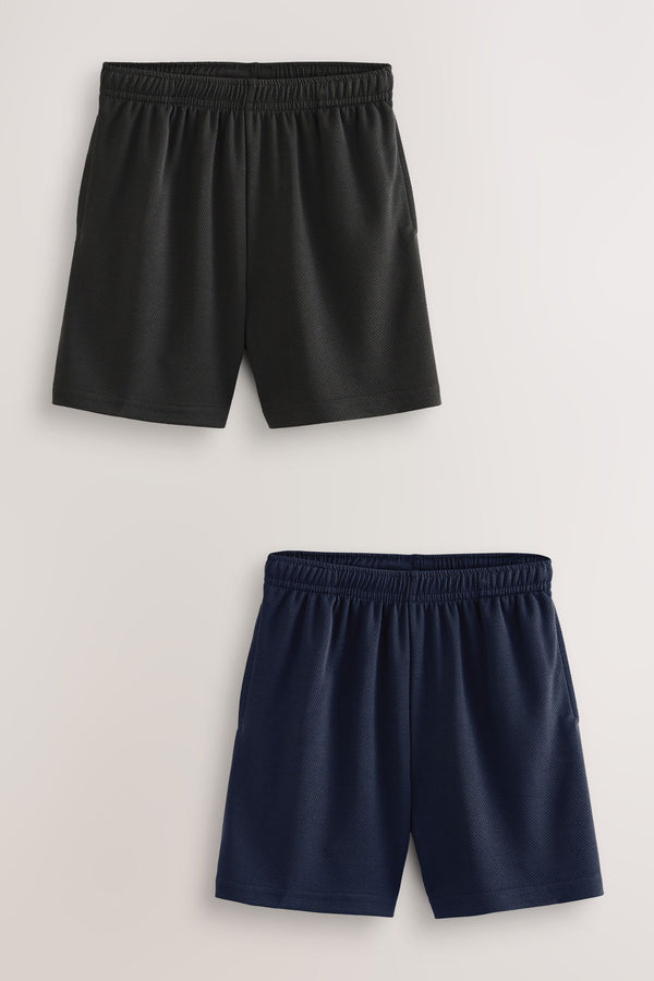 Black/Navy 2 Pack Sports Shorts (3-16yrs)