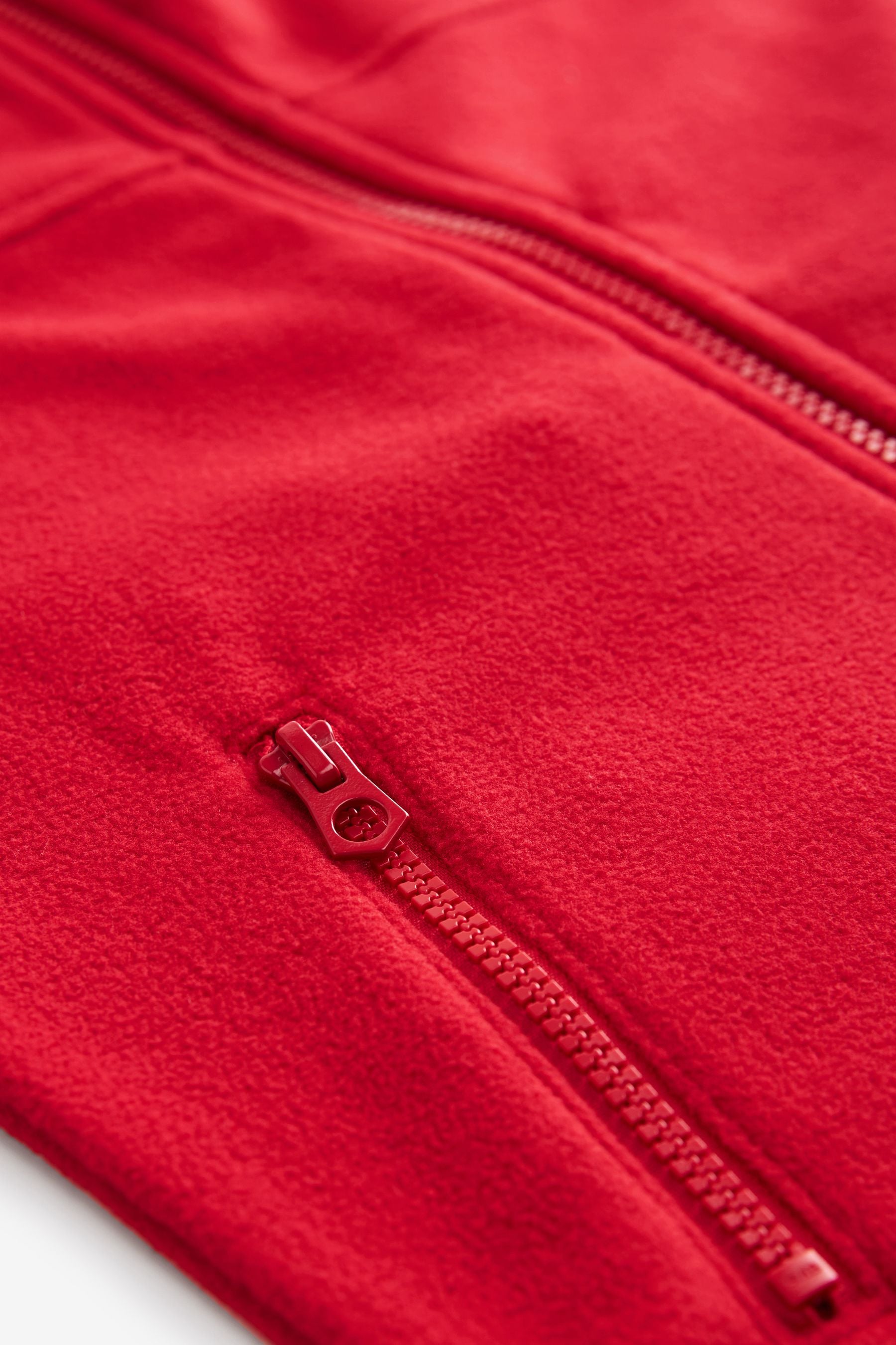 Red Zip-Up Fleece Jacket With Pockets (3-16yrs)