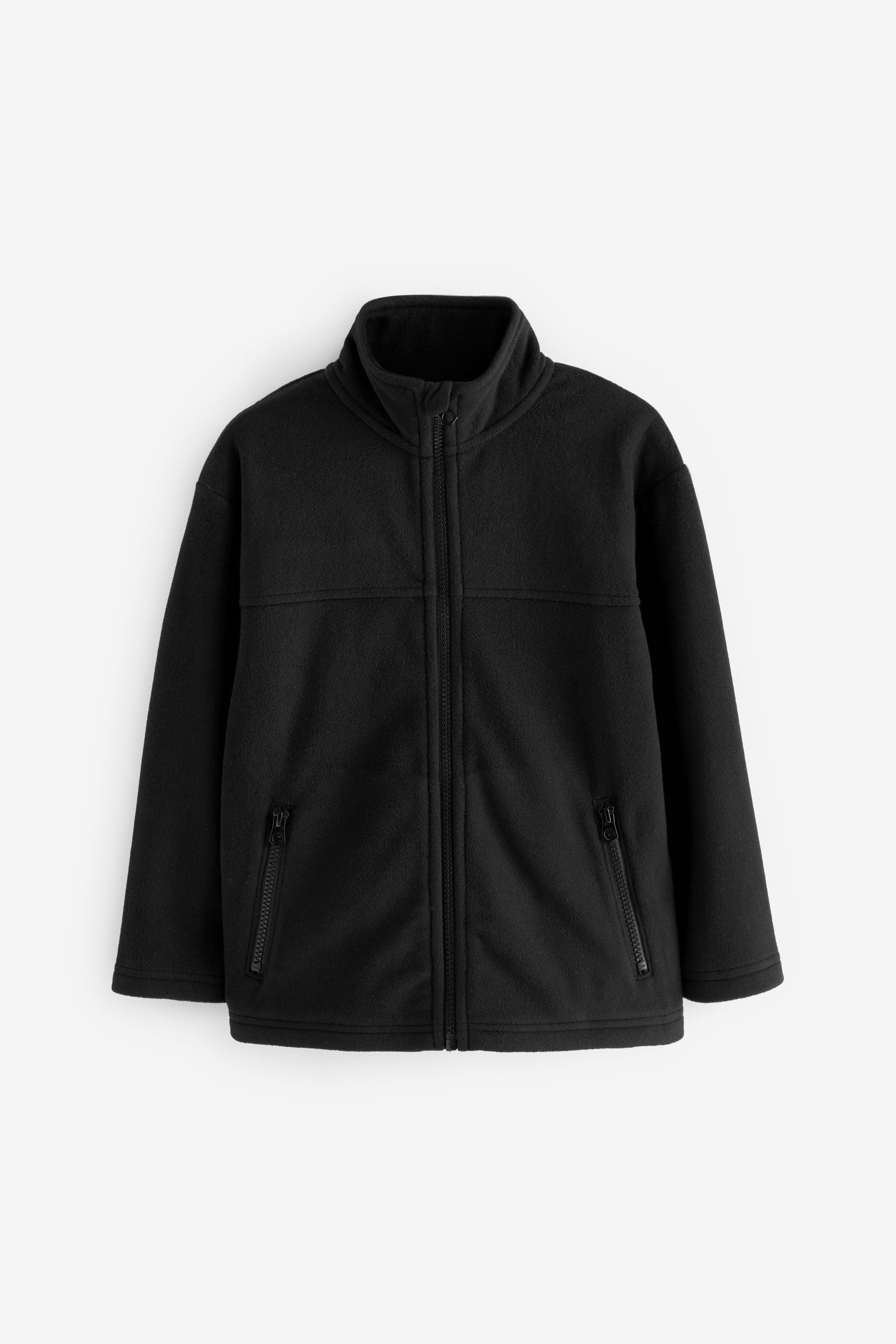 Black Zip-Up Fleece Jacket With Pockets (3-16yrs)