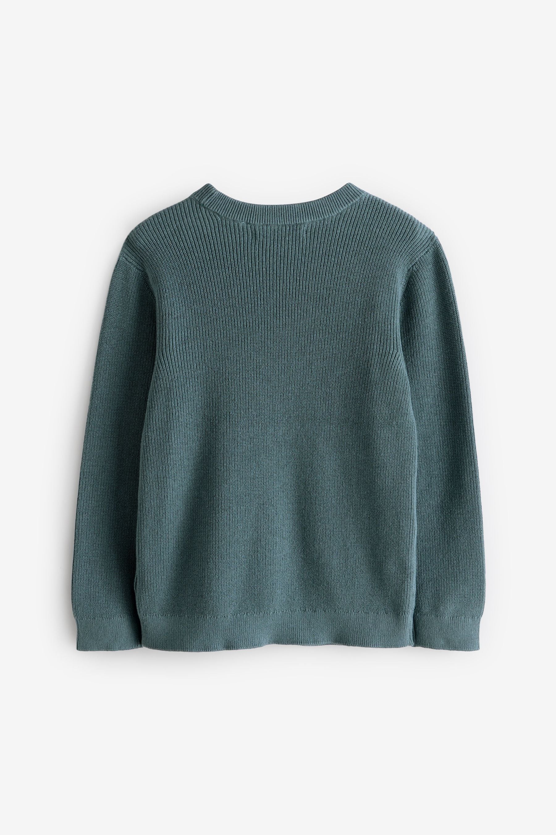 Mineral Blue 100% Cotton Crew Neck Knitted Jumper (3-16yrs)