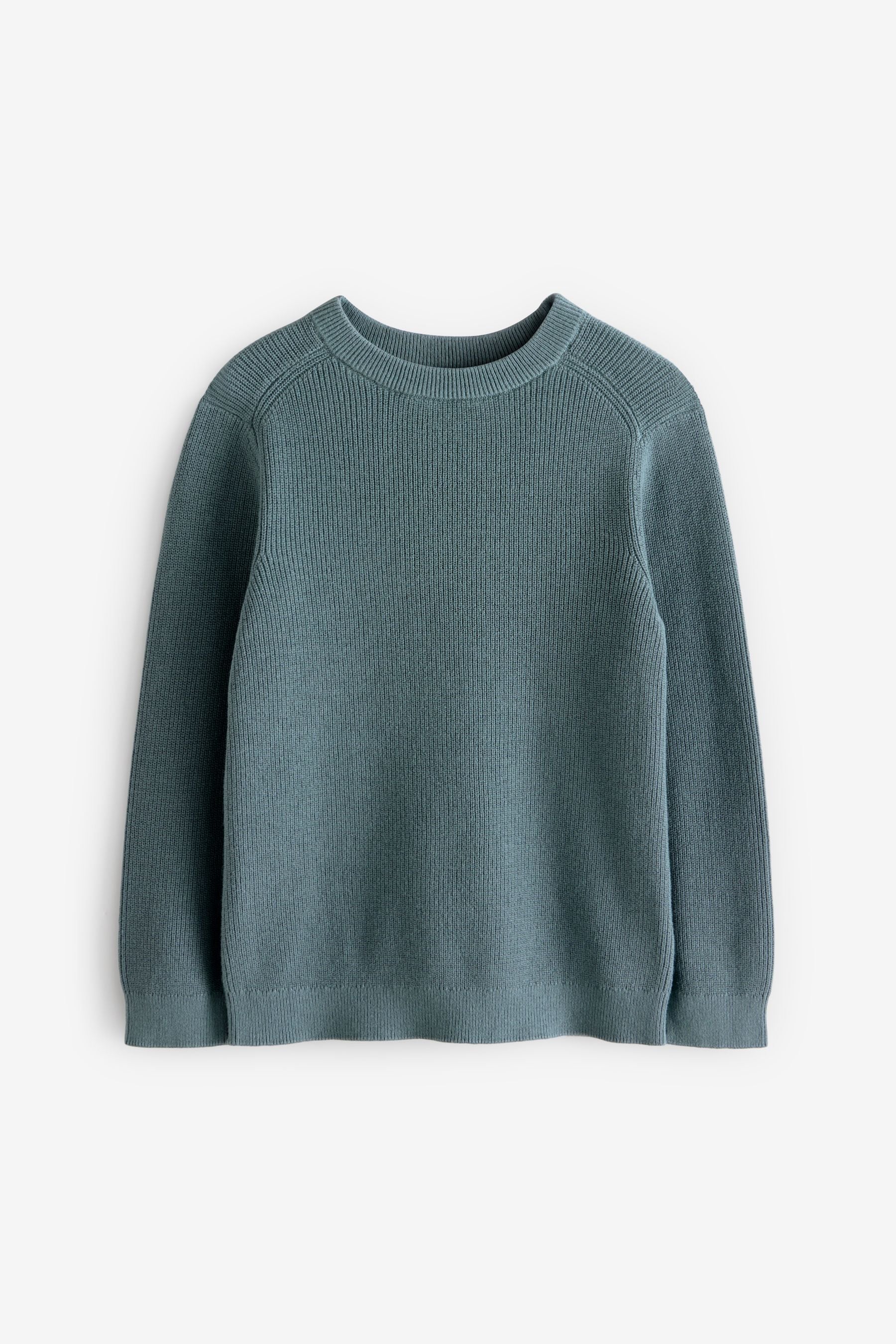 Mineral Blue 100% Cotton Crew Neck Knitted Jumper (3-16yrs)