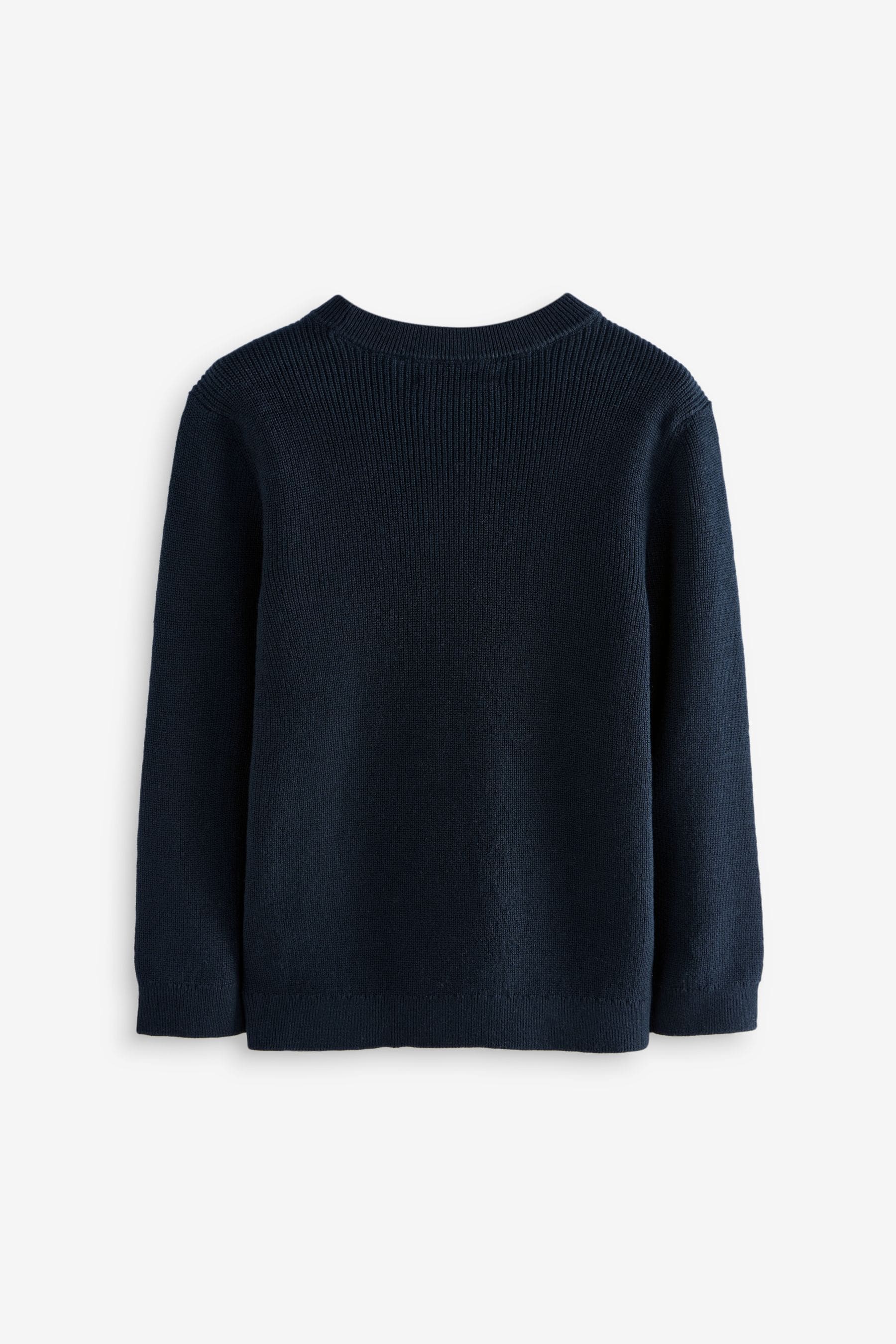 Navy Blue 100% Cotton Crew Neck Knitted Jumper (3-16yrs)