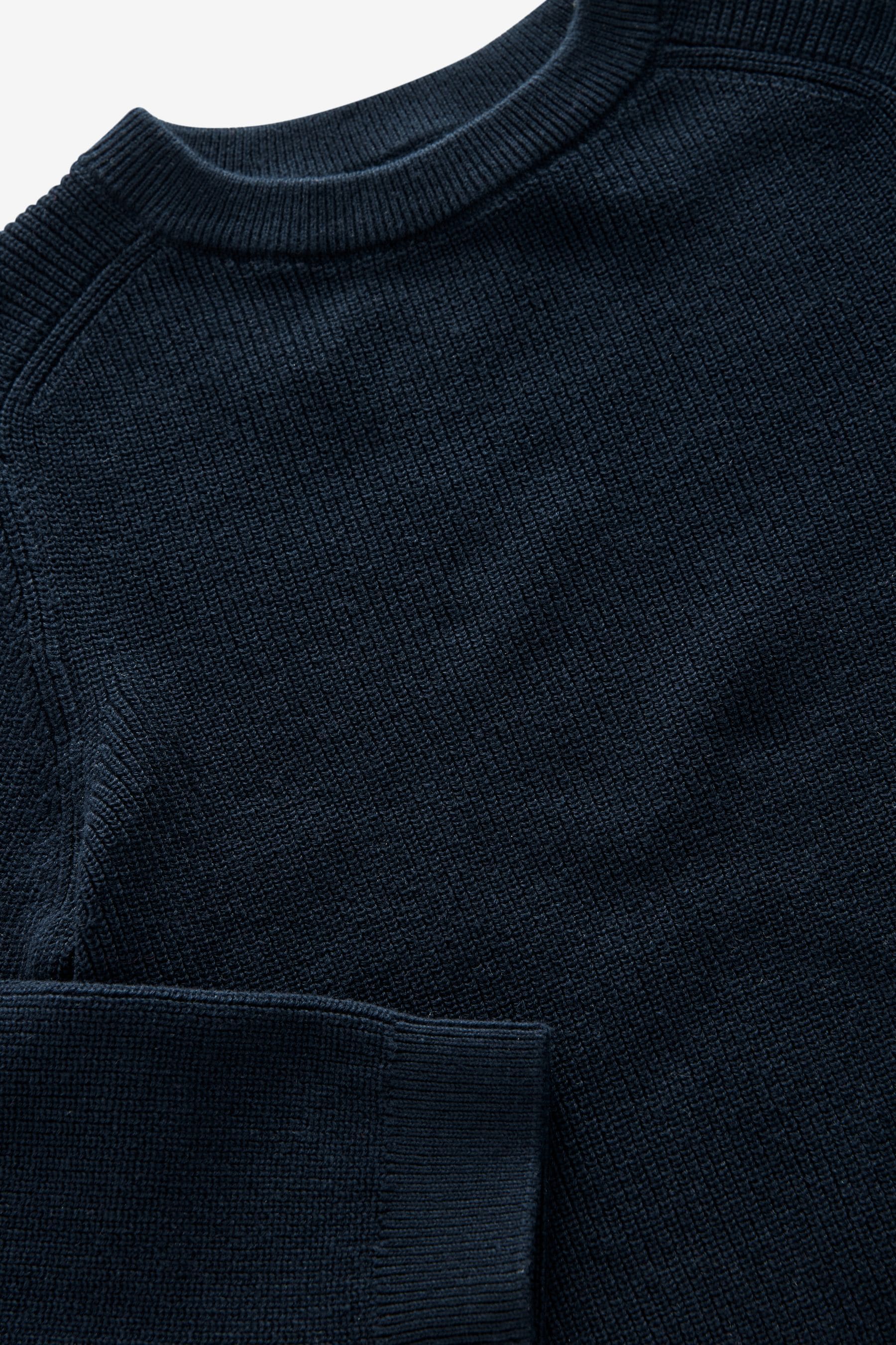 Navy Blue 100% Cotton Crew Neck Knitted Jumper (3-16yrs)