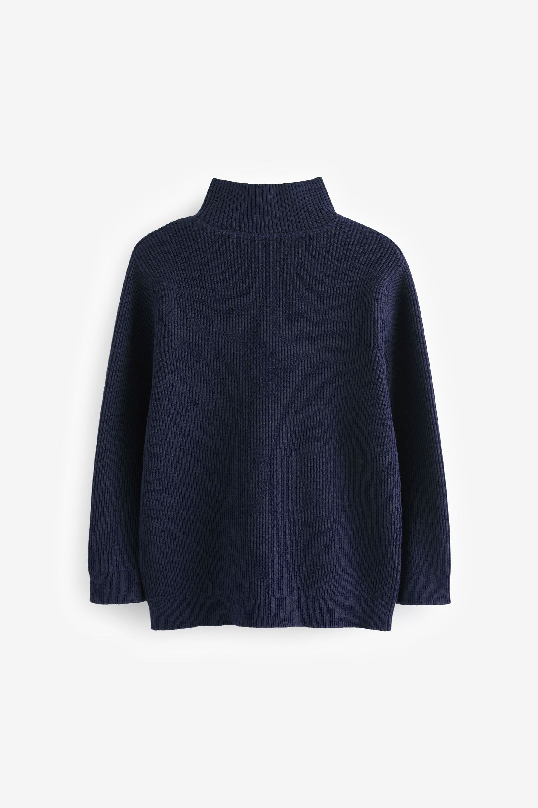 Navy Blue Knitted Zip Neck Jumper (3-16yrs)