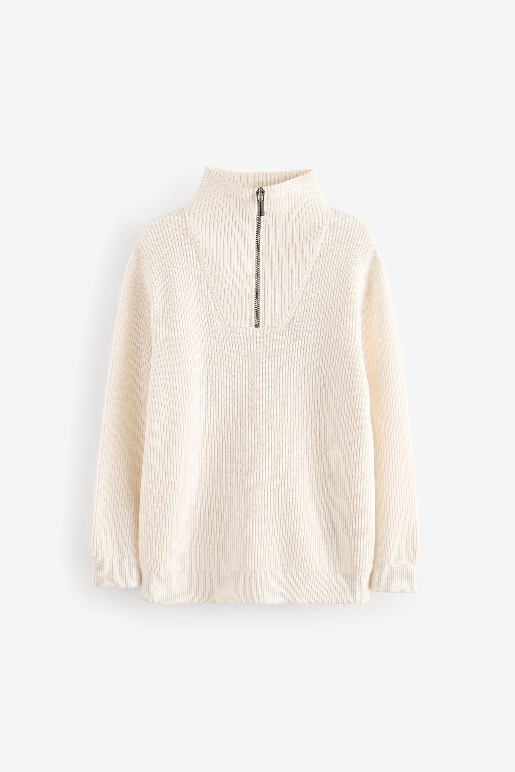 Ecru/Cream Knitted Quarter Zip Jumper (3-16yrs)