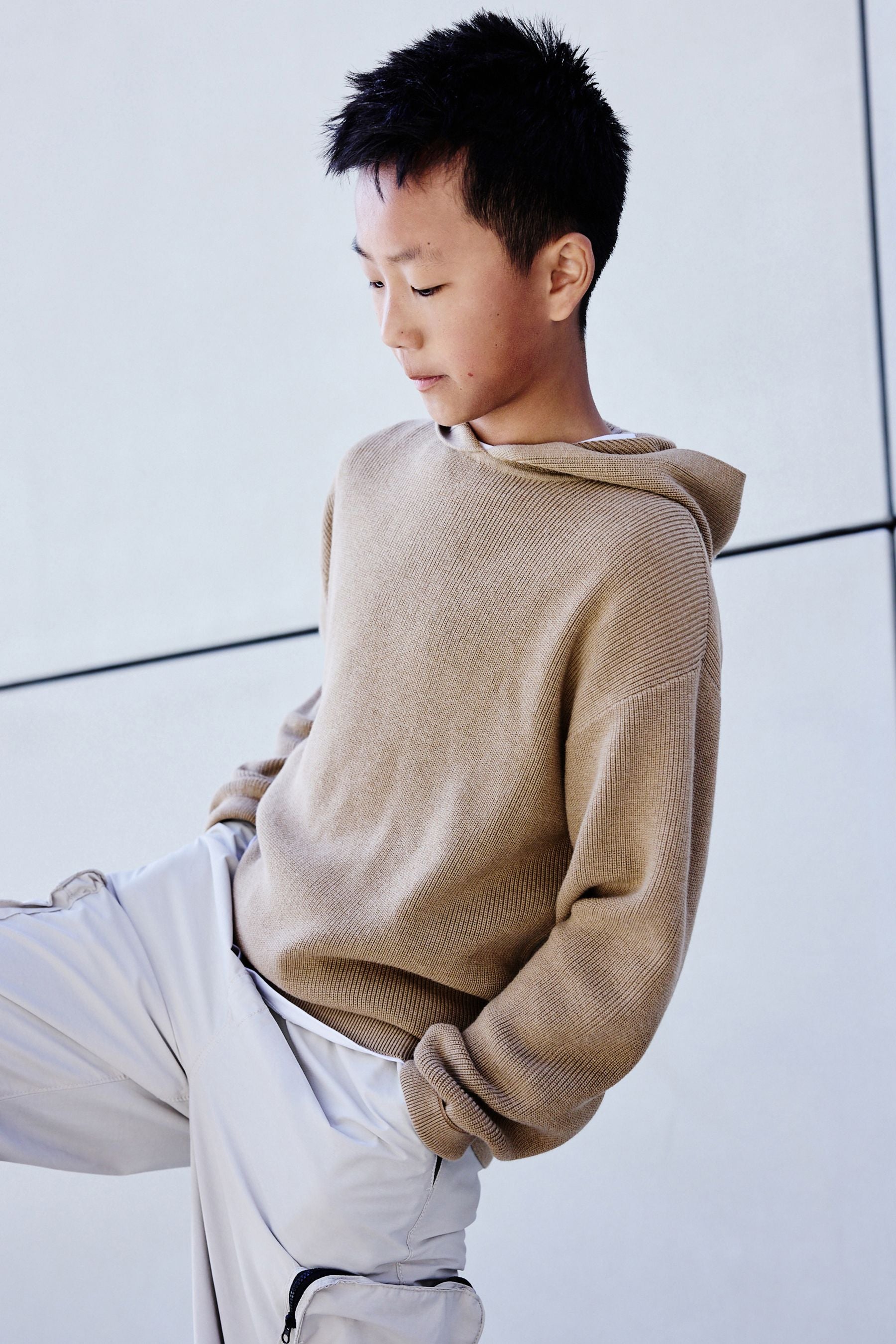 Tan Brown Knitted Hoodie (3-16yrs)