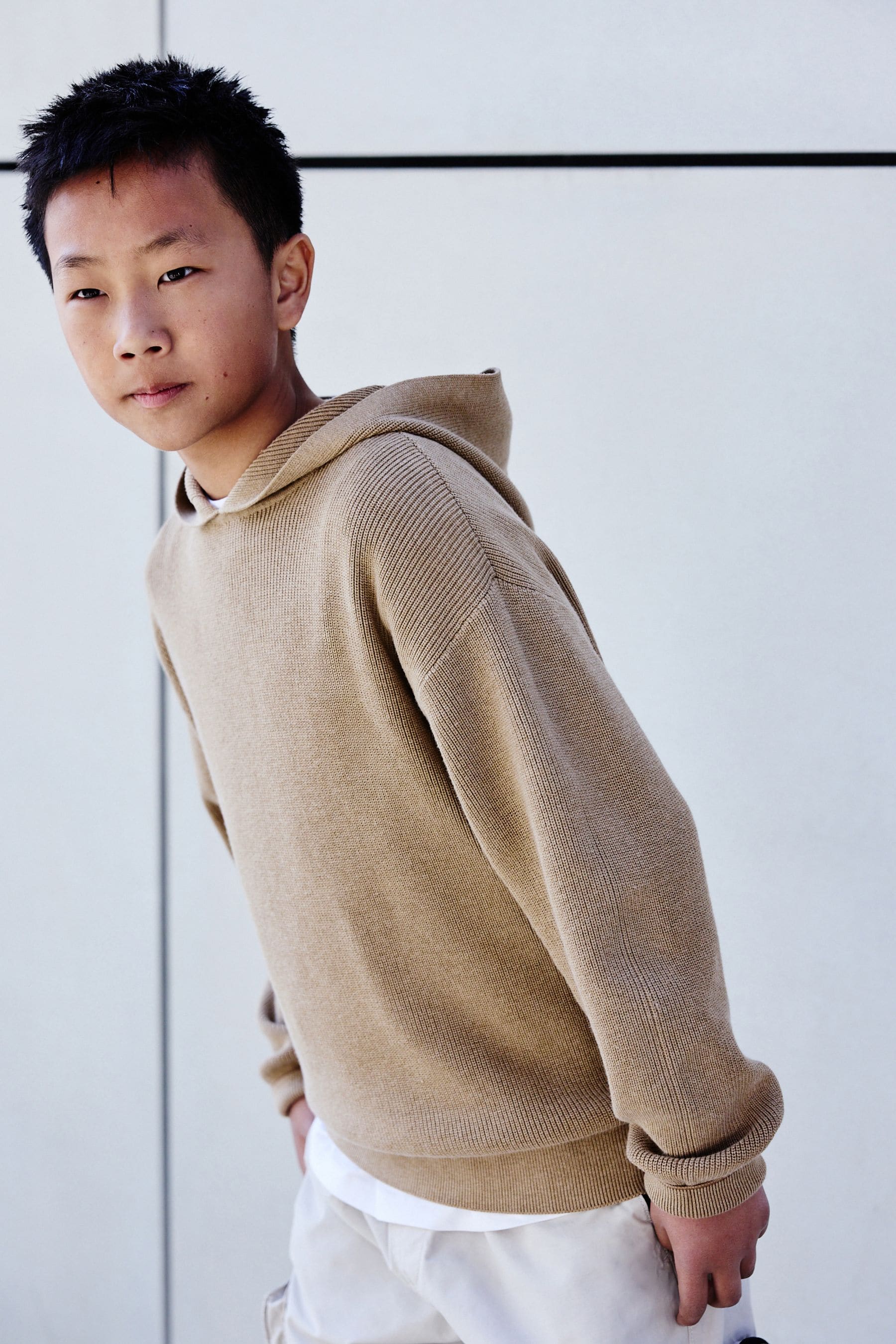 Tan Brown Knitted Hoodie (3-16yrs)