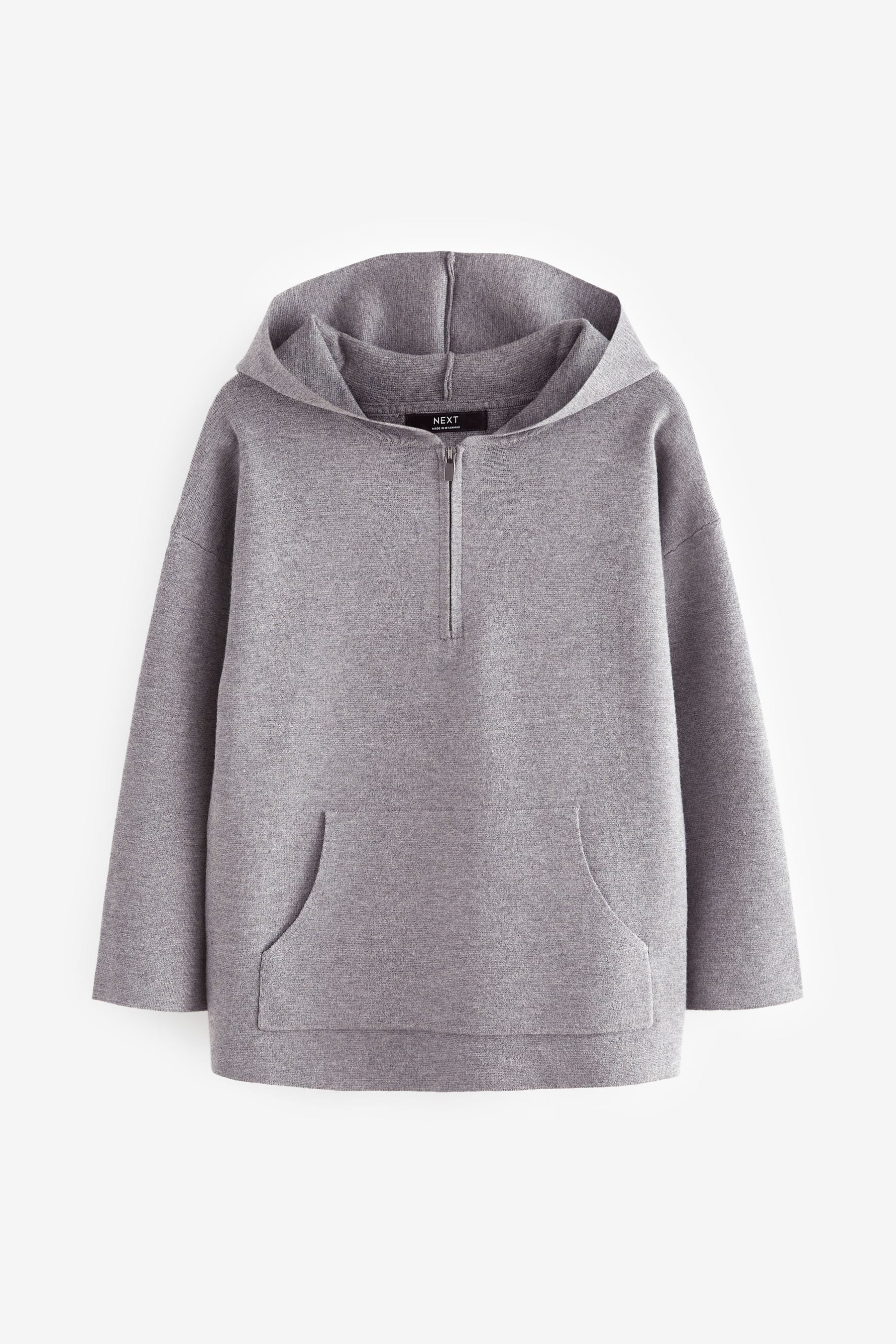 Grey Zip Neck Knitted Hoodie (3-16yrs)