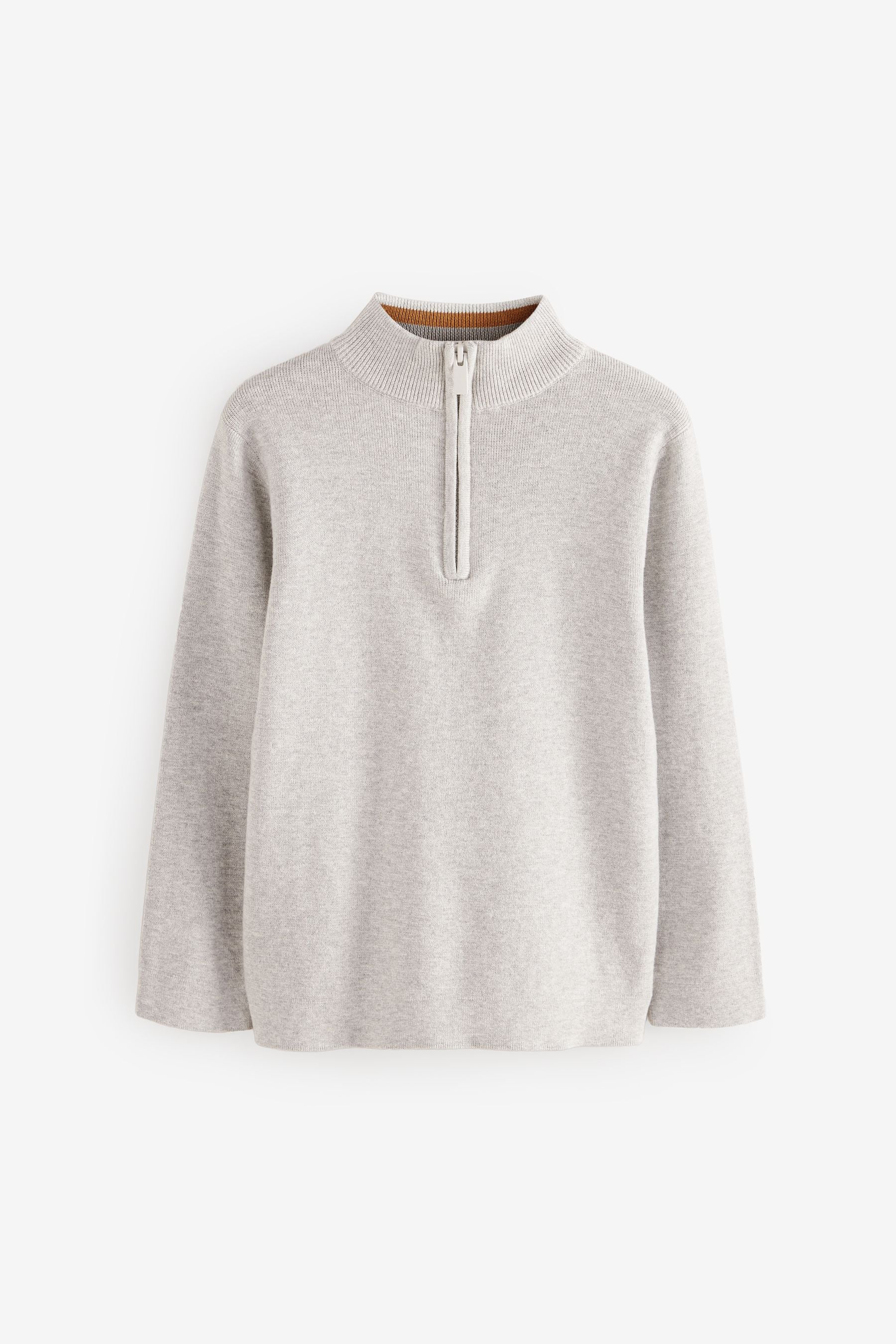 Grey Zip Neck 100% Cotton Jumper (3-16yrs)