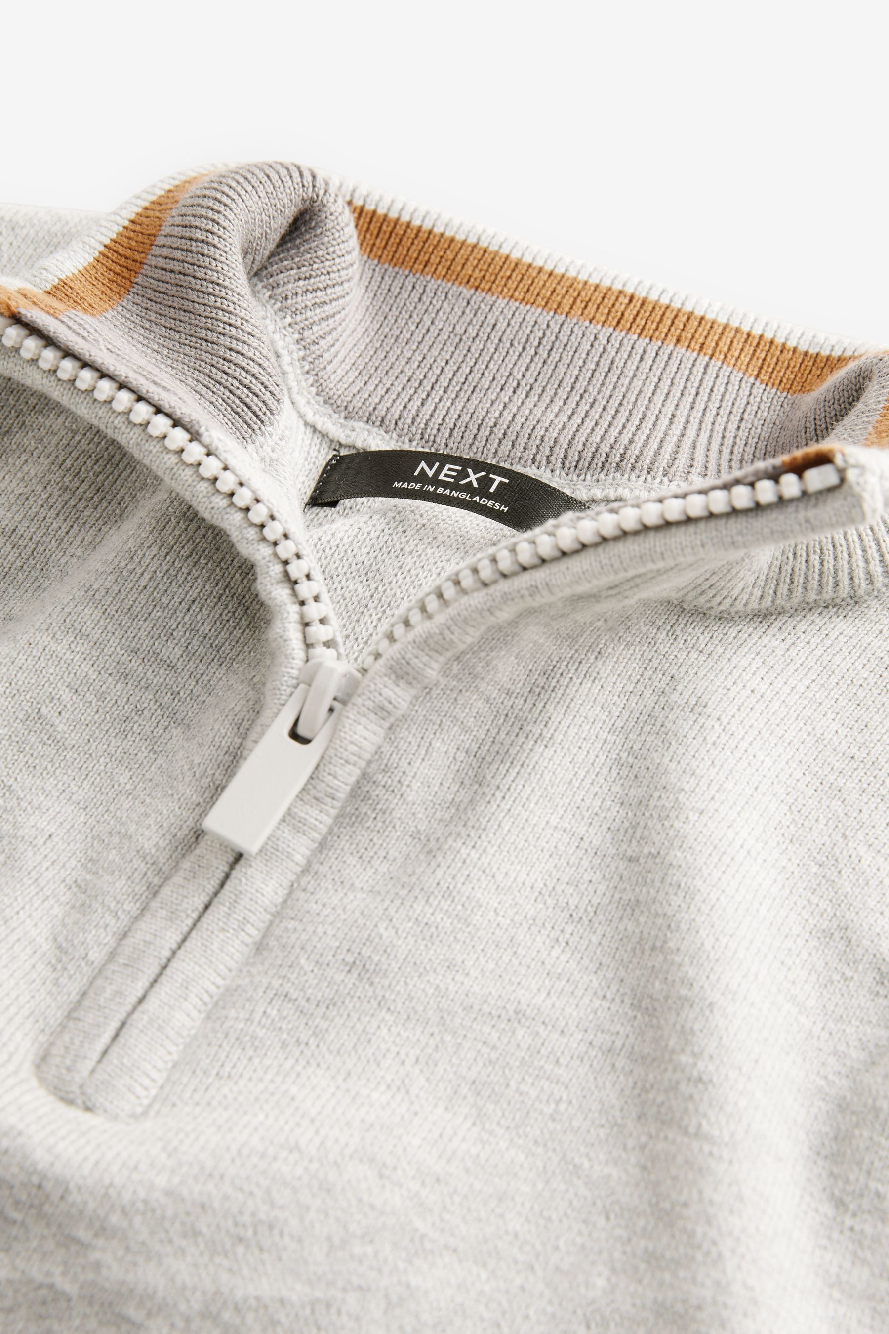 Grey Zip Neck 100% Cotton Jumper (3-16yrs)