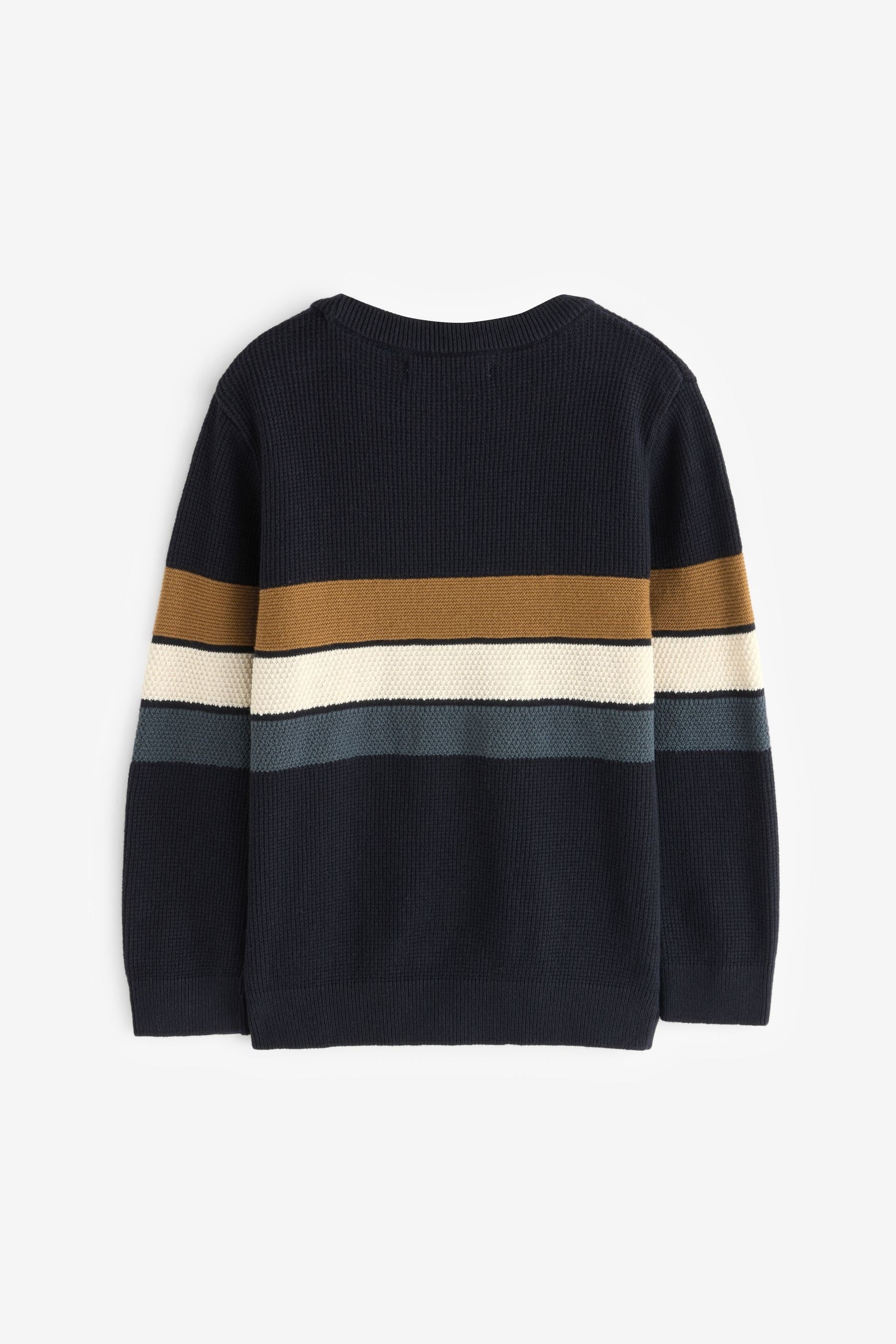 Neutral/Navy Stripe Long Sleeve Crew Neck Jumper (3-16yrs)