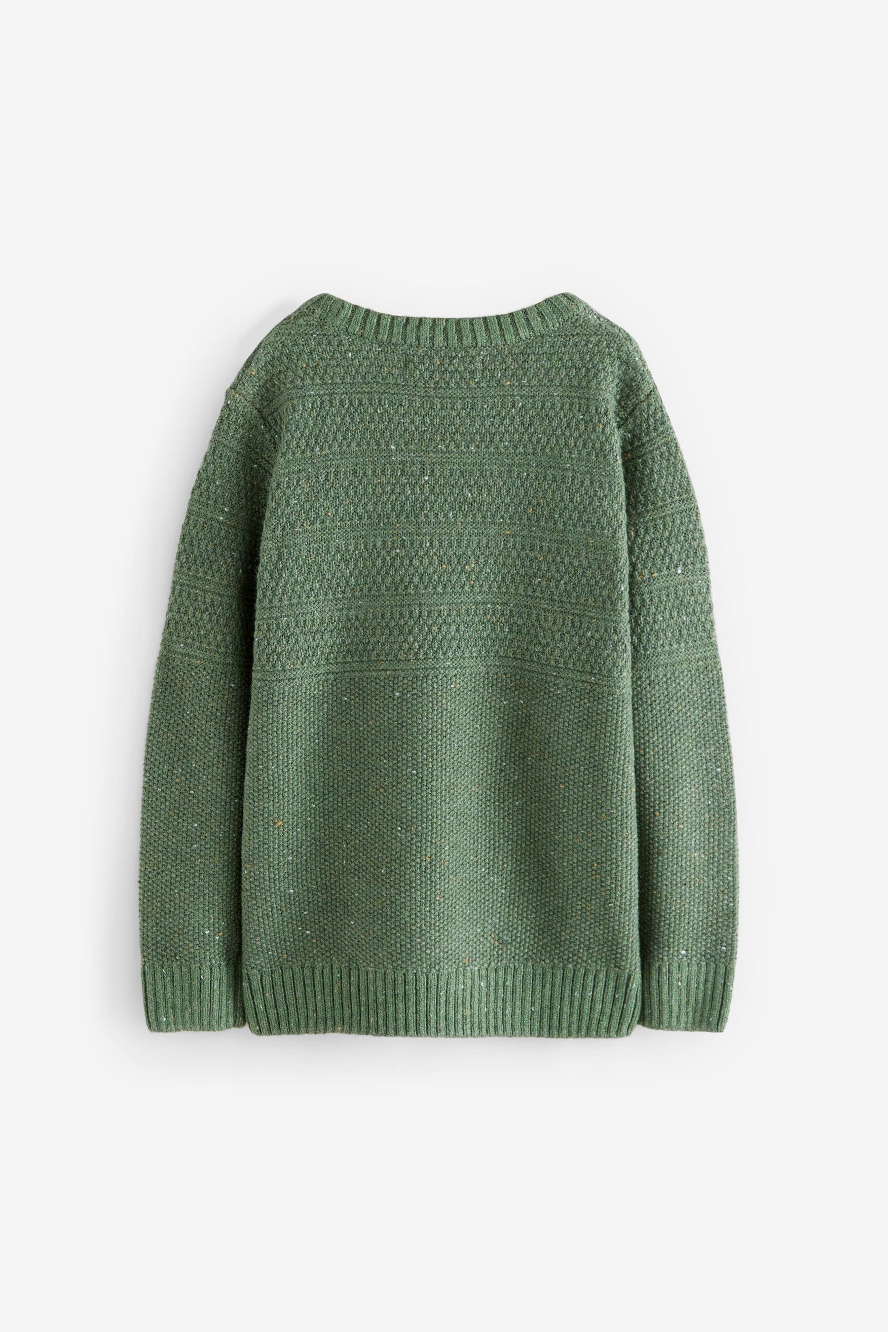 Khaki Green Textured Crew Neck Jumper (3-16yrs)