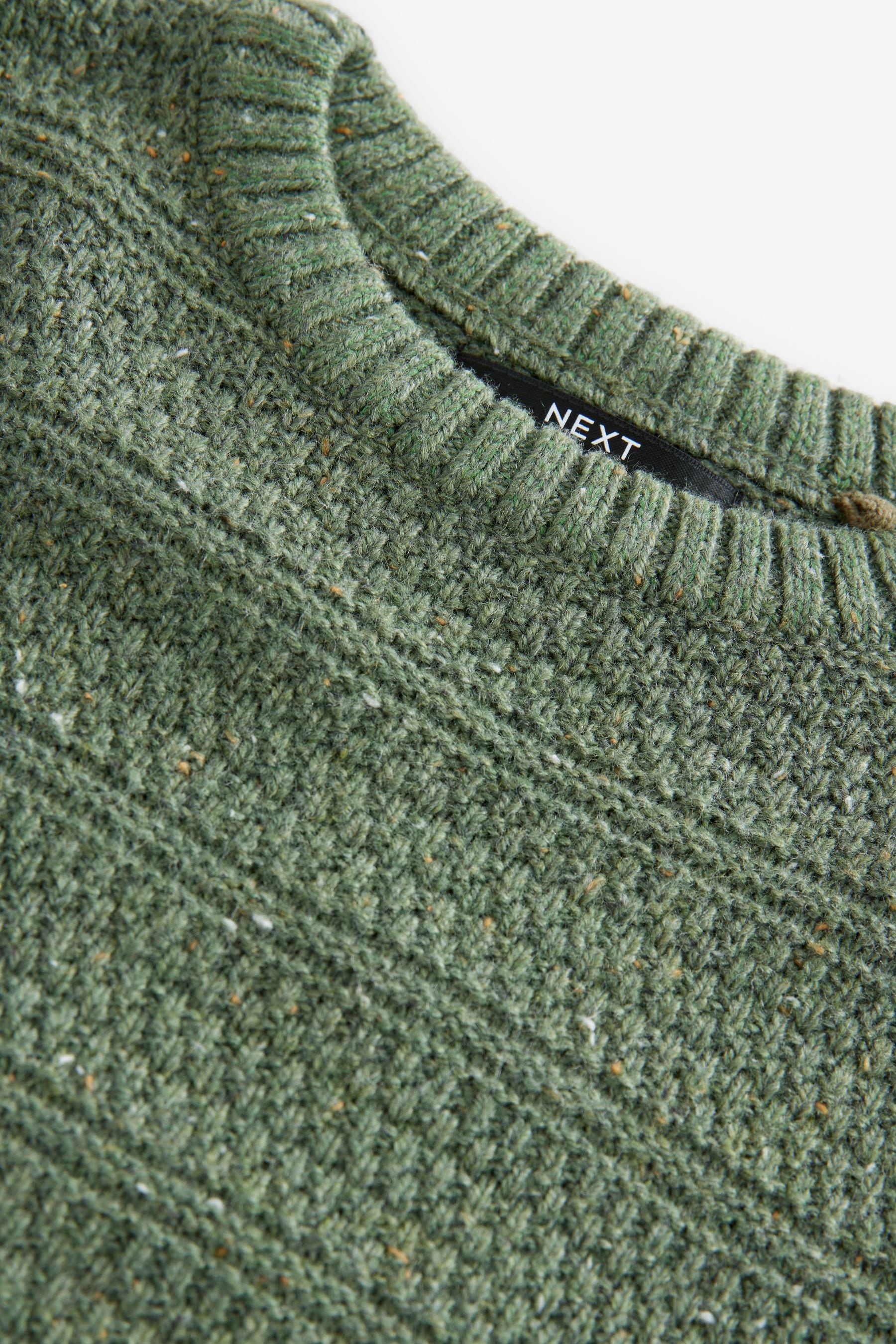 Khaki Green Textured Crew Neck Jumper (3-16yrs)