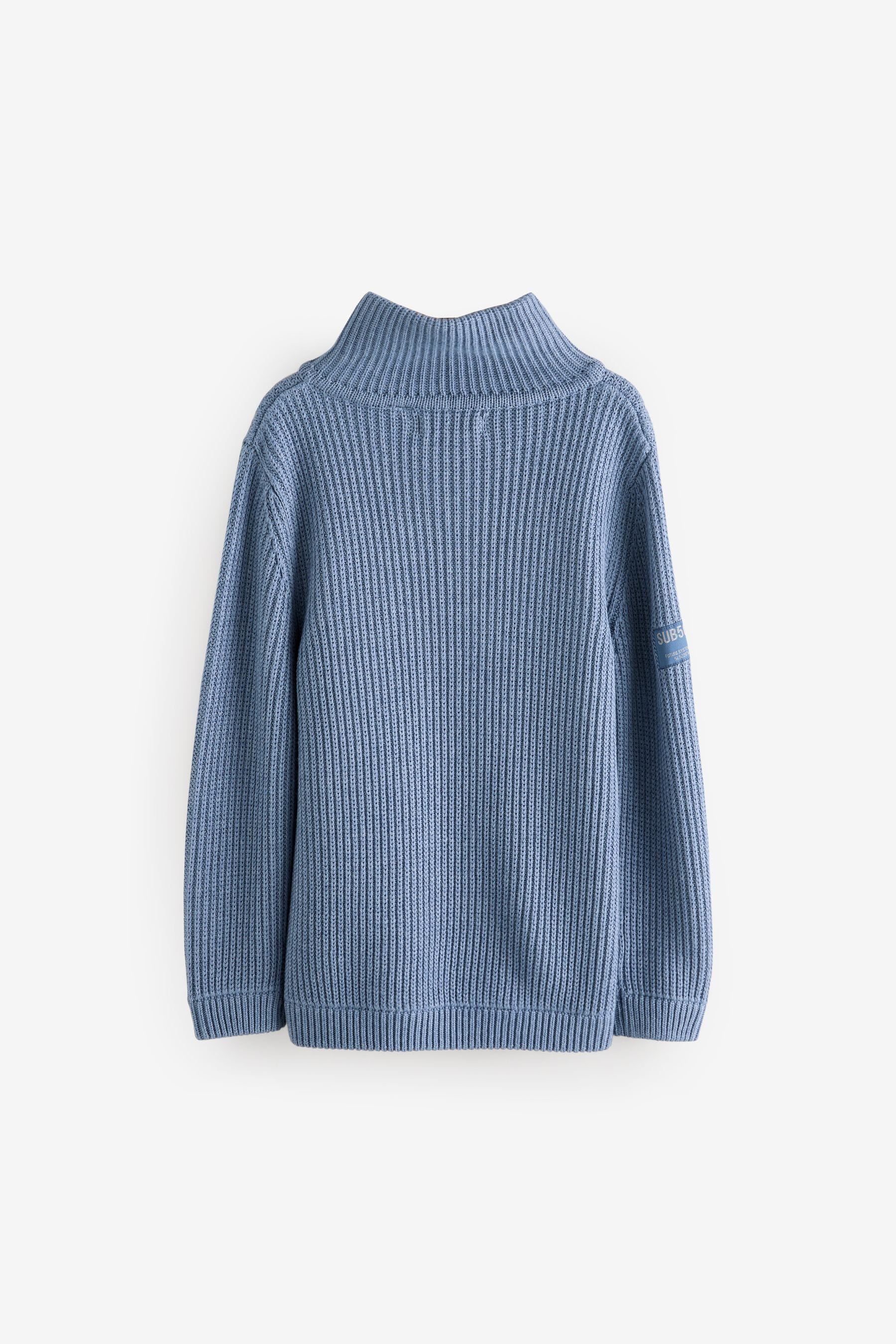 Blue Utility Knitted Zip Neck Jumper (3-16yrs)